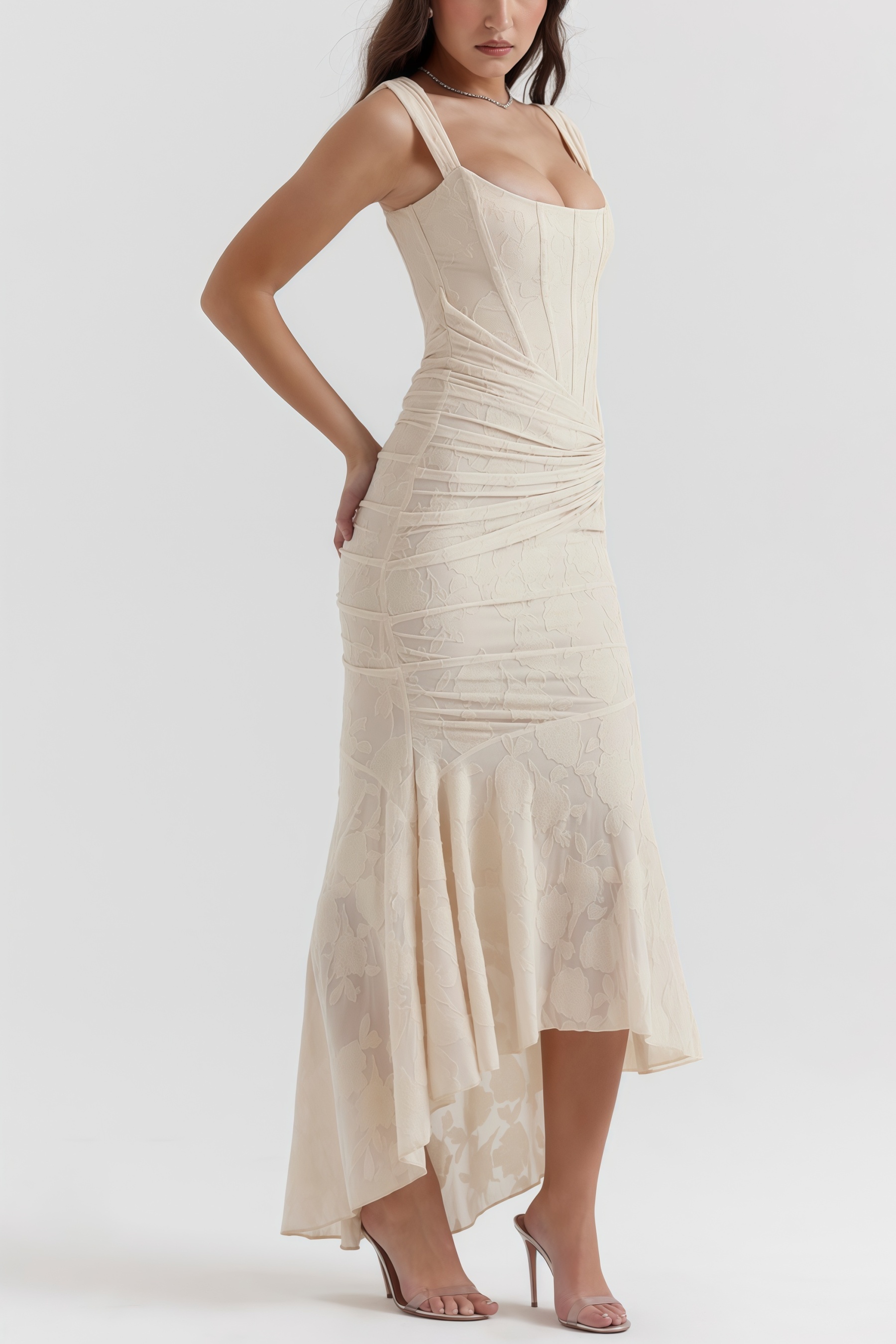 Taye Vintage Cream Floral Maxi Dress