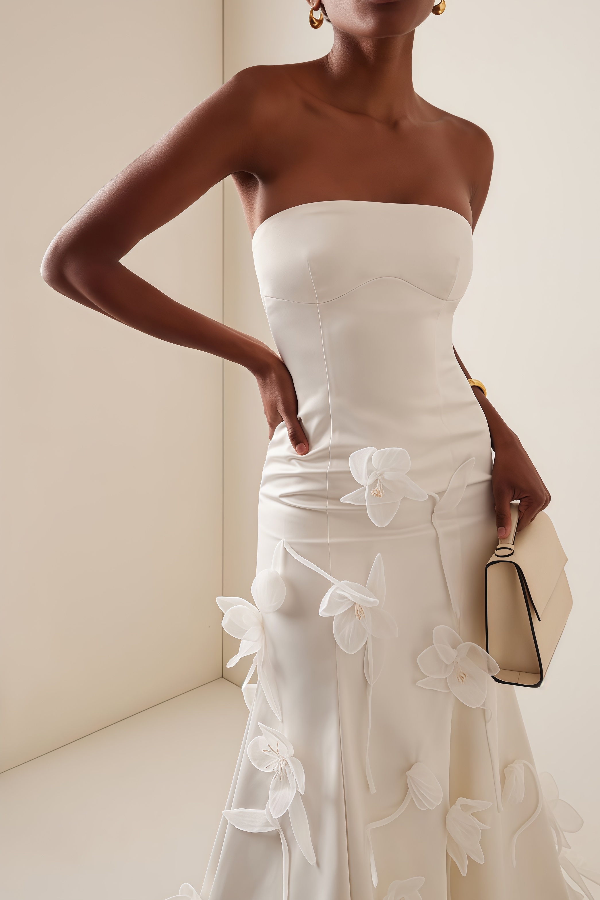 Roan Strapless Crepe Midi Dress