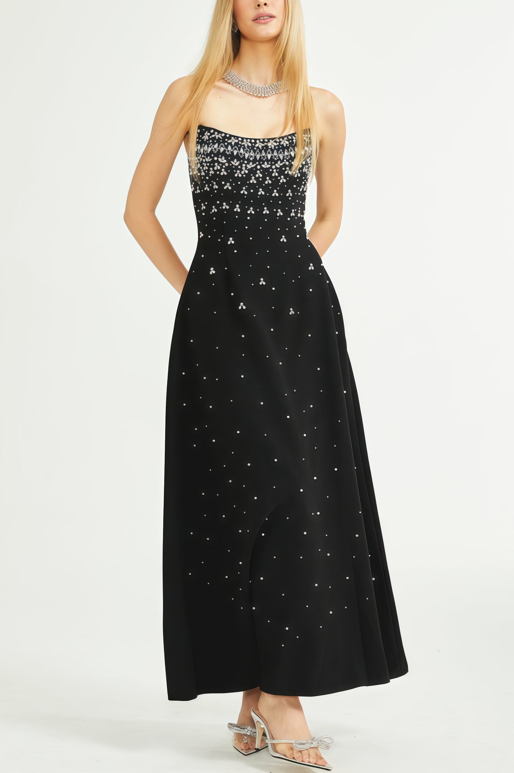Evrona Bustier Diamonds Maxi Dress