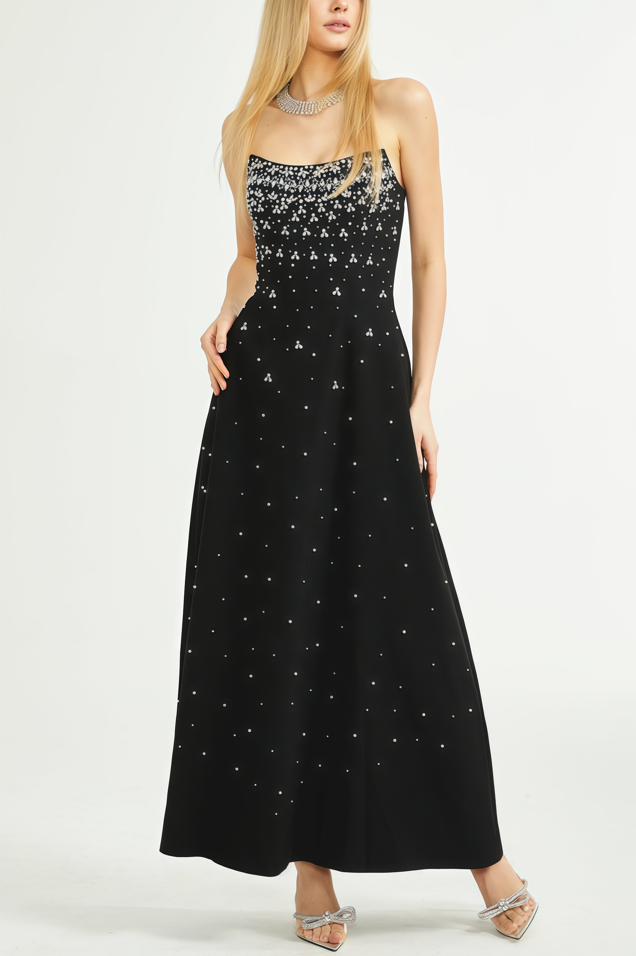 Evrona Bustier Diamonds Maxi Dress
