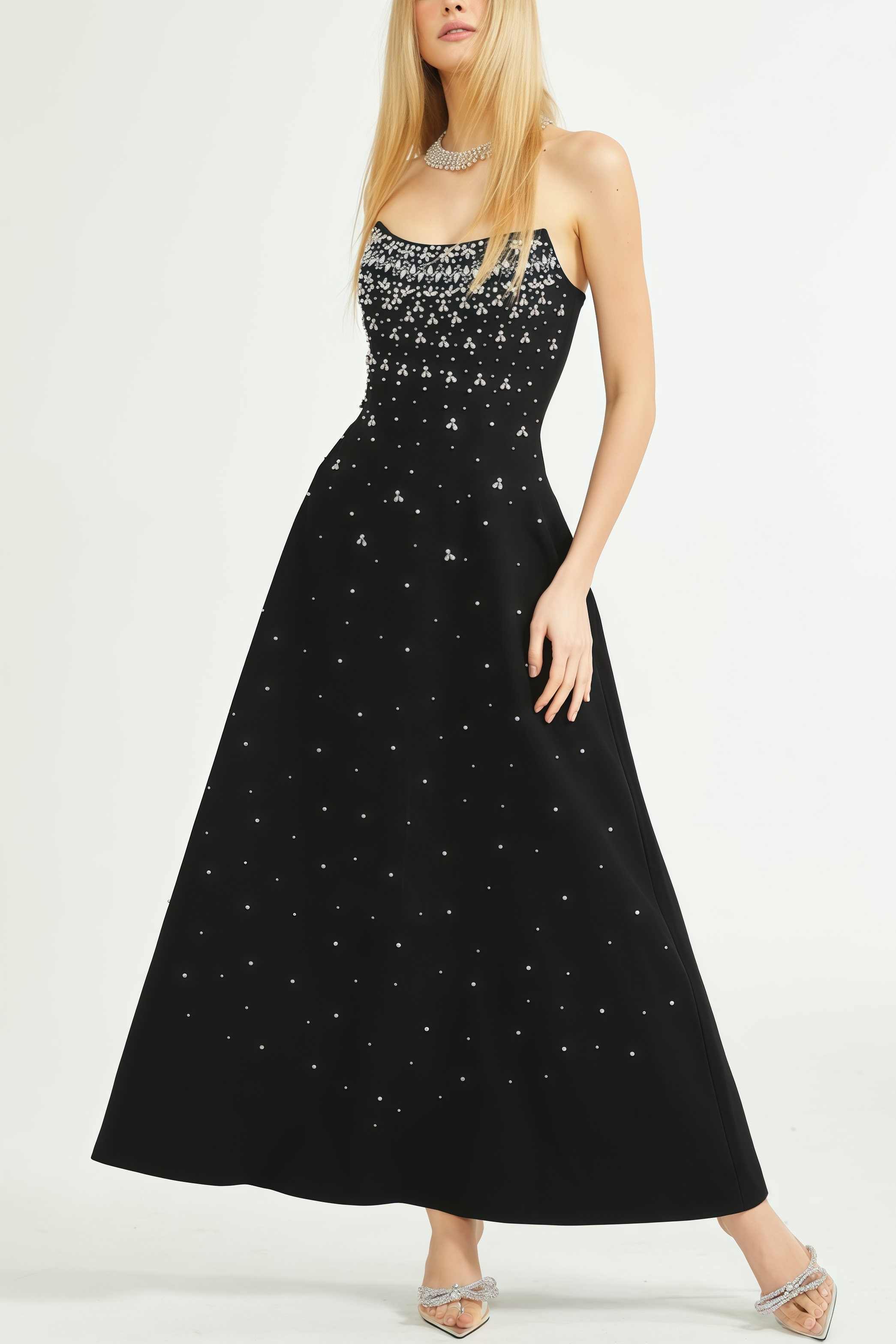 Evrona Bustier Diamonds Maxi Dress