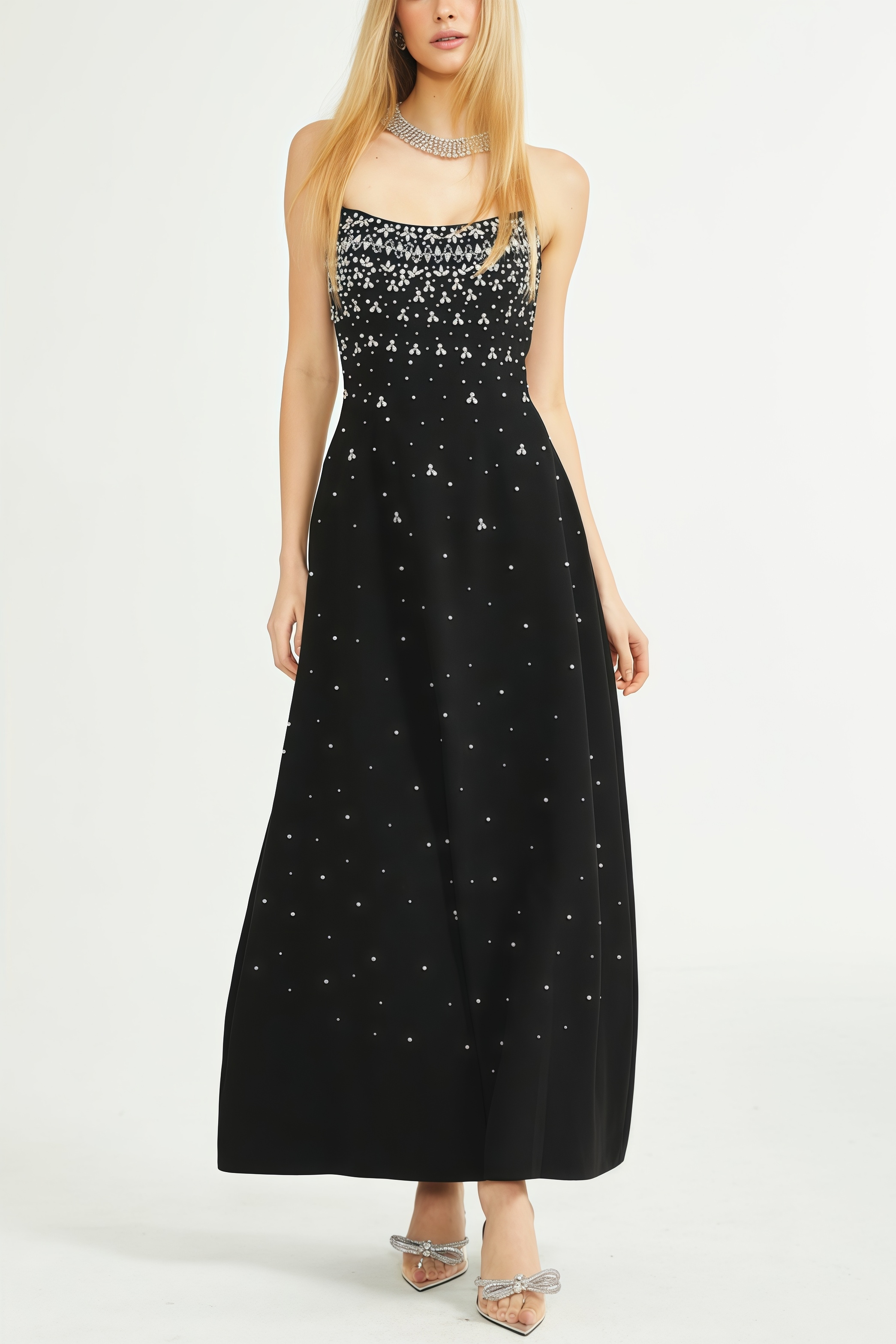 Evrona Bustier Diamonds Maxi Dress
