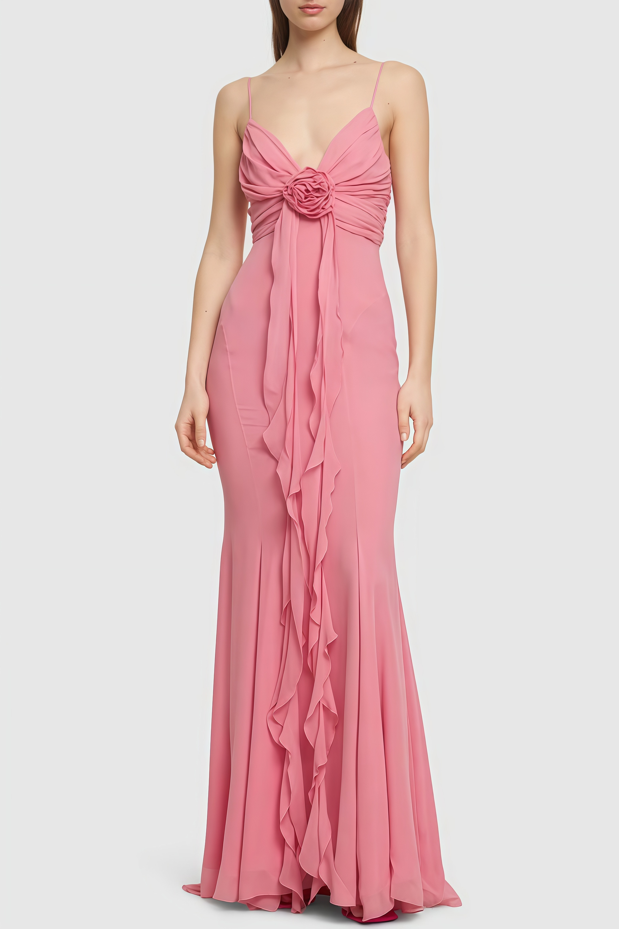 Xinia Pink 3D Flower Backless Maxi Dress