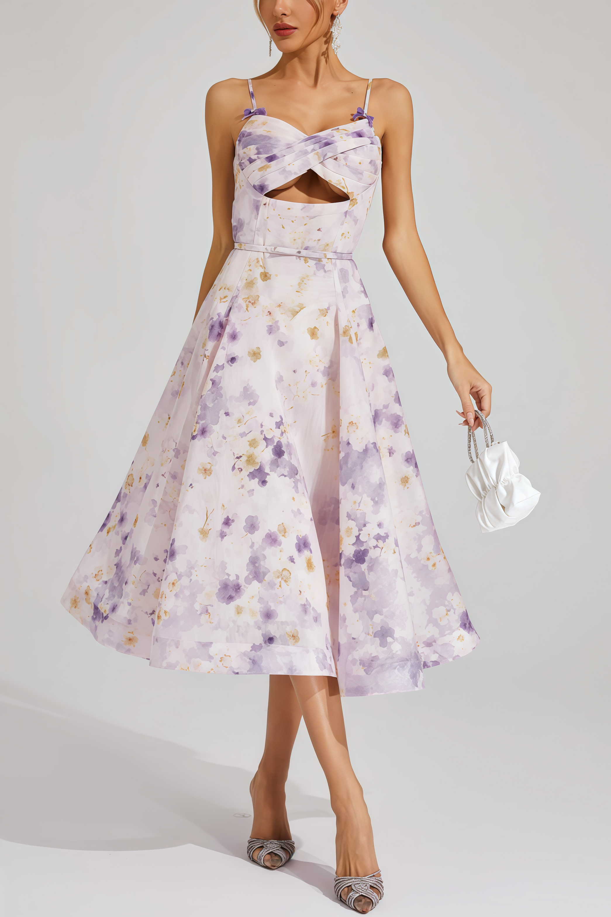 Laurns Purple Holiday Slip Midi Dress