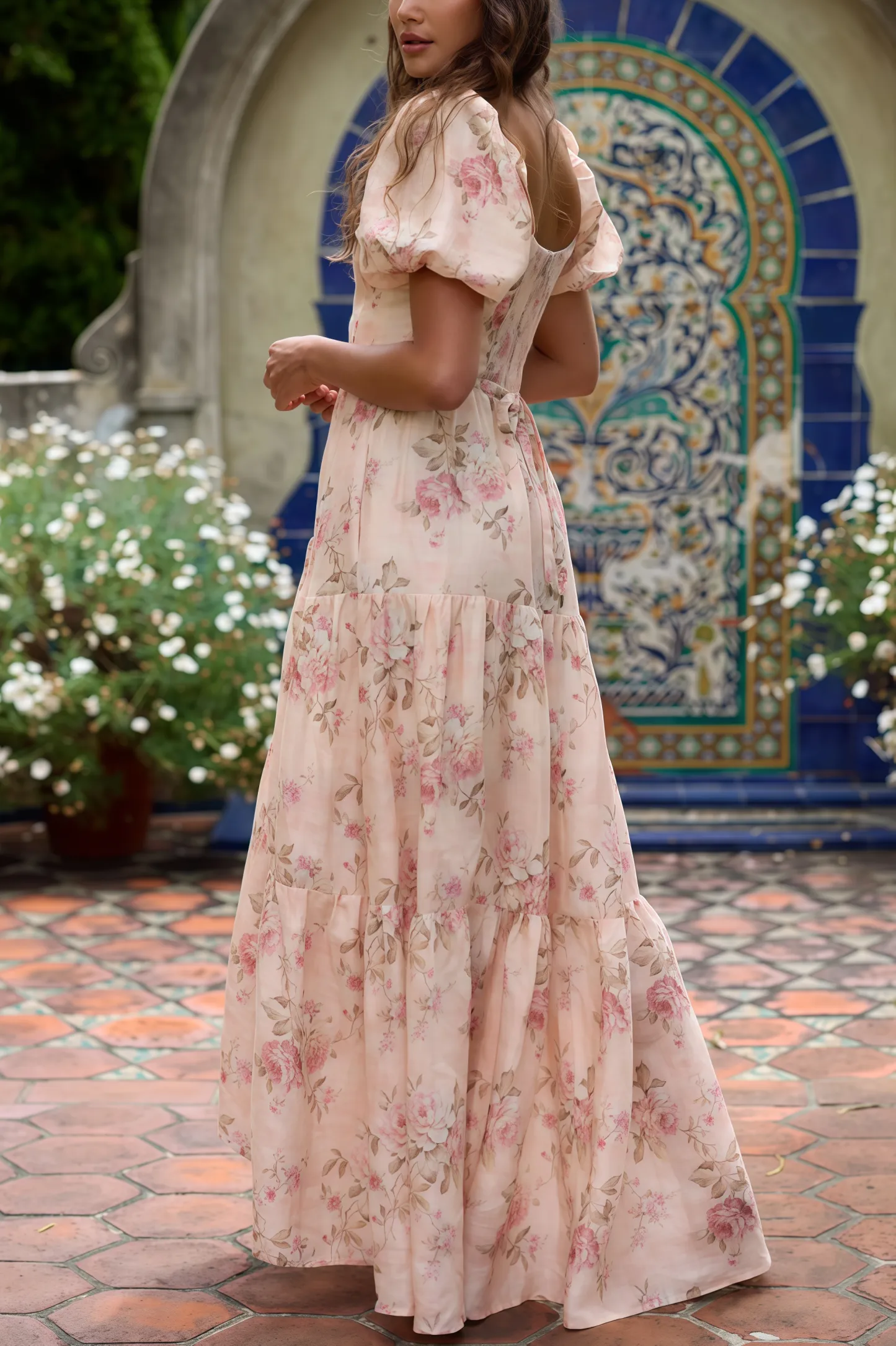 Orlana Printed High Split V-Neck Maxi Dress