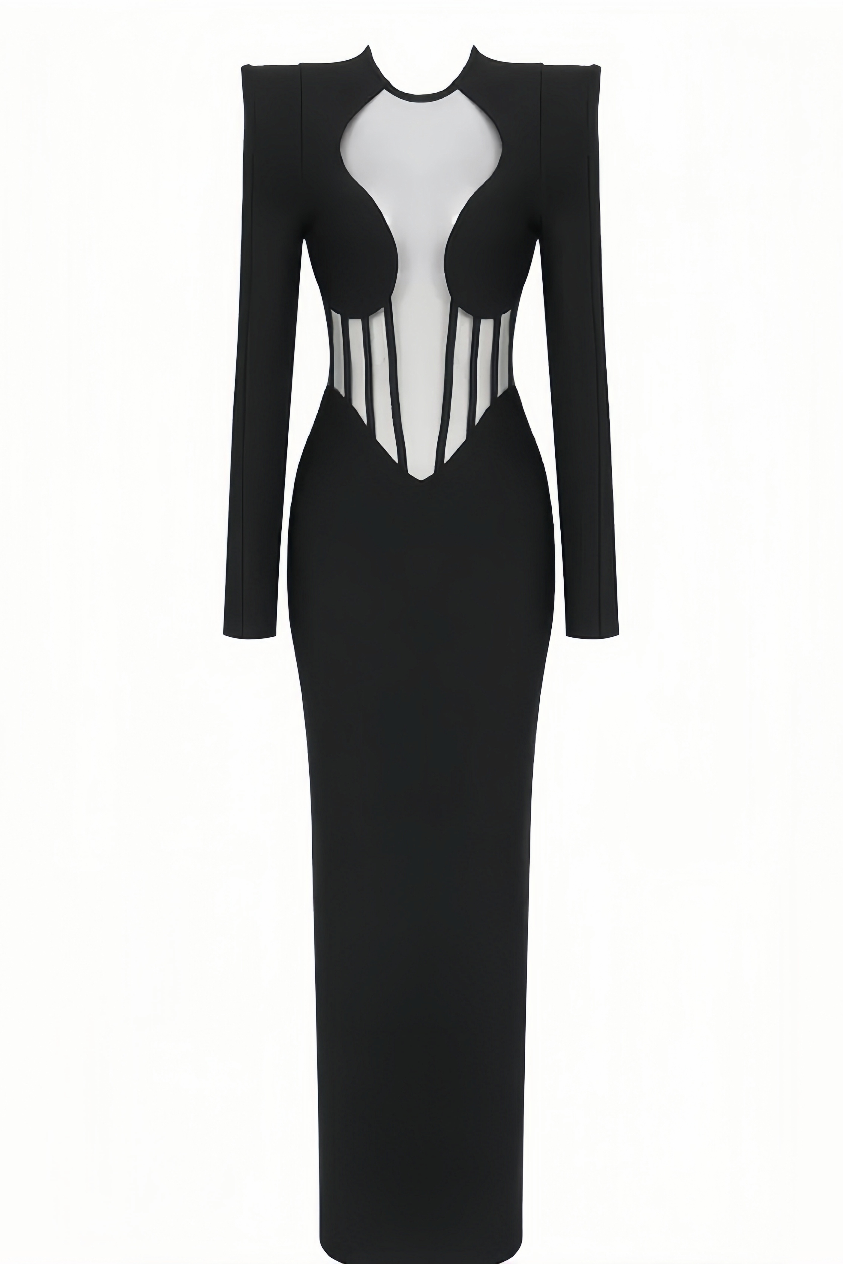 Kari Mesh Long Sleeve Maxi Dress