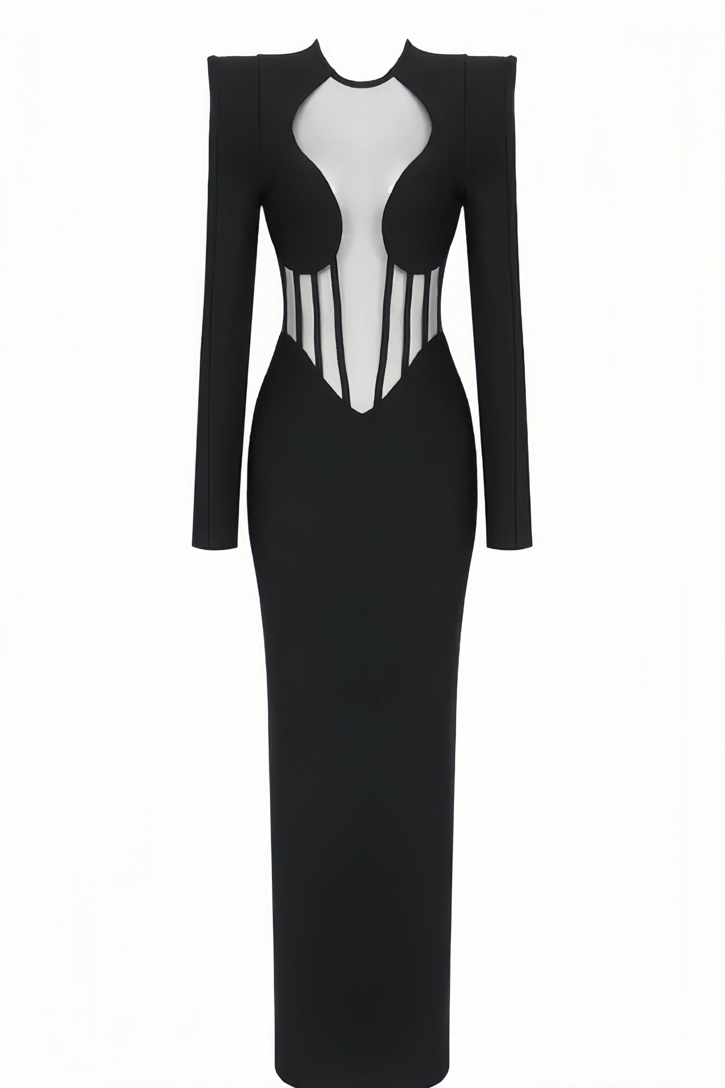Kari Mesh Long Sleeve Maxi Dress