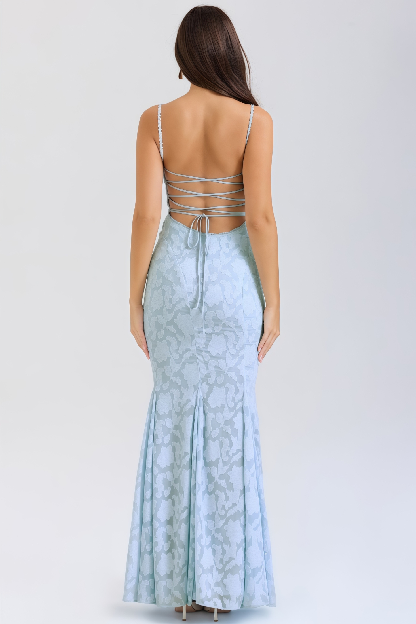 Varenf Bluebell Lace Up Back Maxi Dress