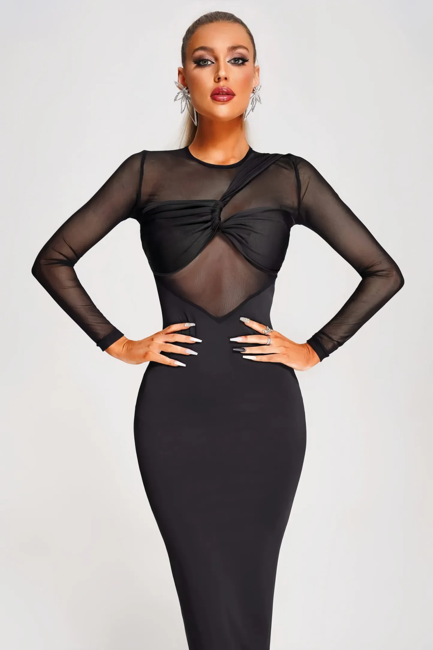 Vleah Mesh Midi Dress