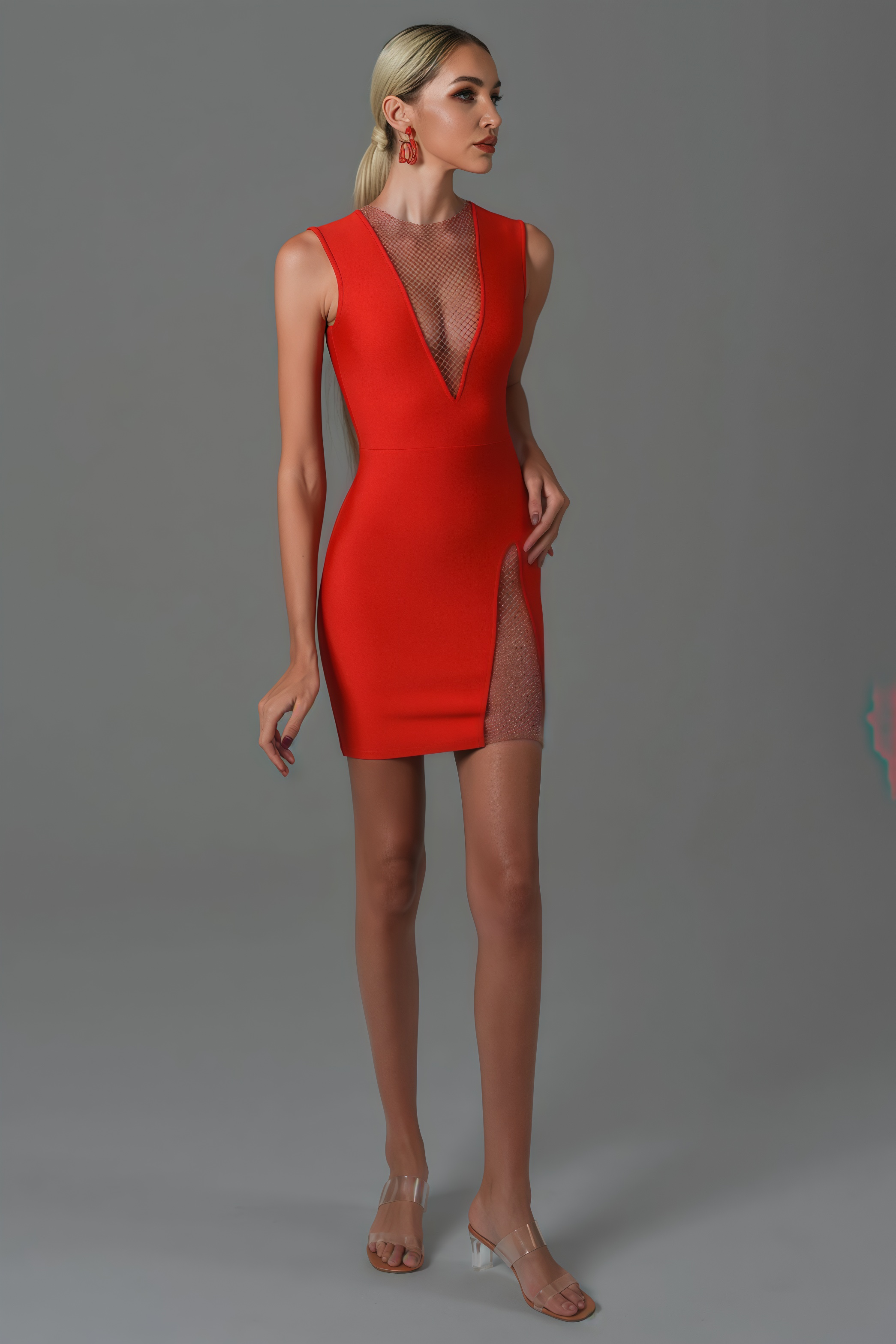 Nira Red Diamond Mini Dress