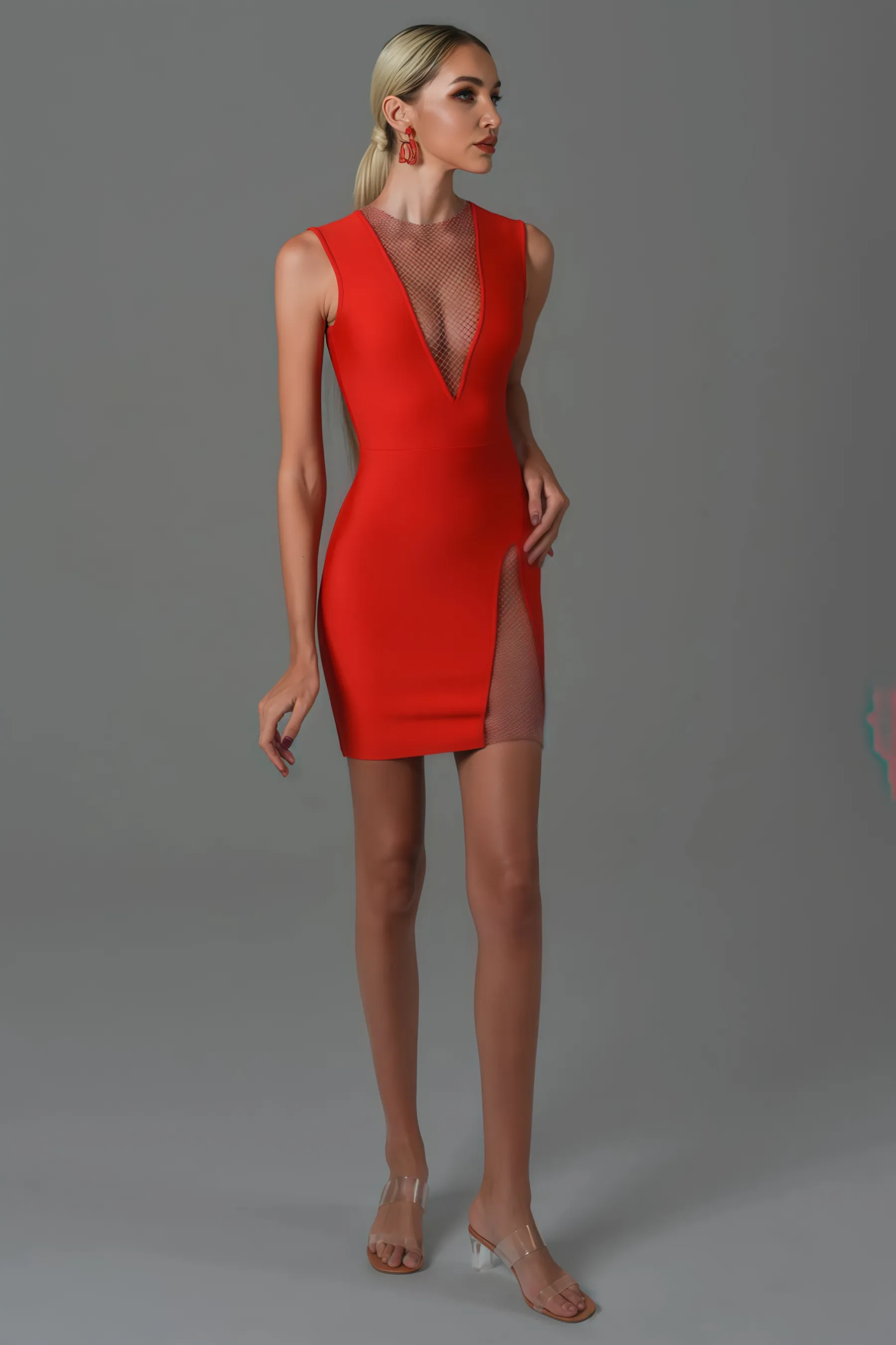 Nira Red Diamond Mini Dress