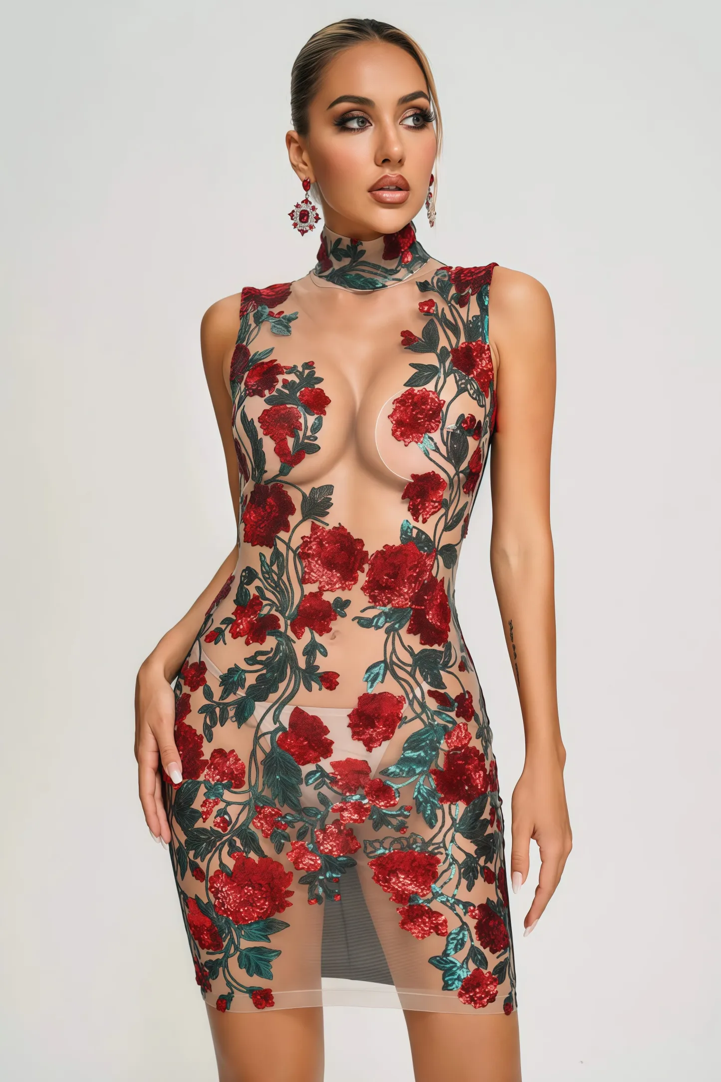Isla Sequin Mesh Mini Dress