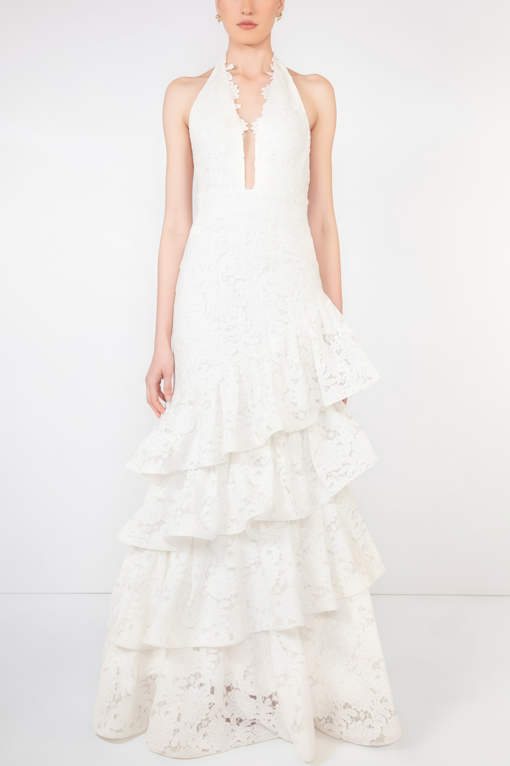 Yaric Halter Backless Cake Maxi Dress