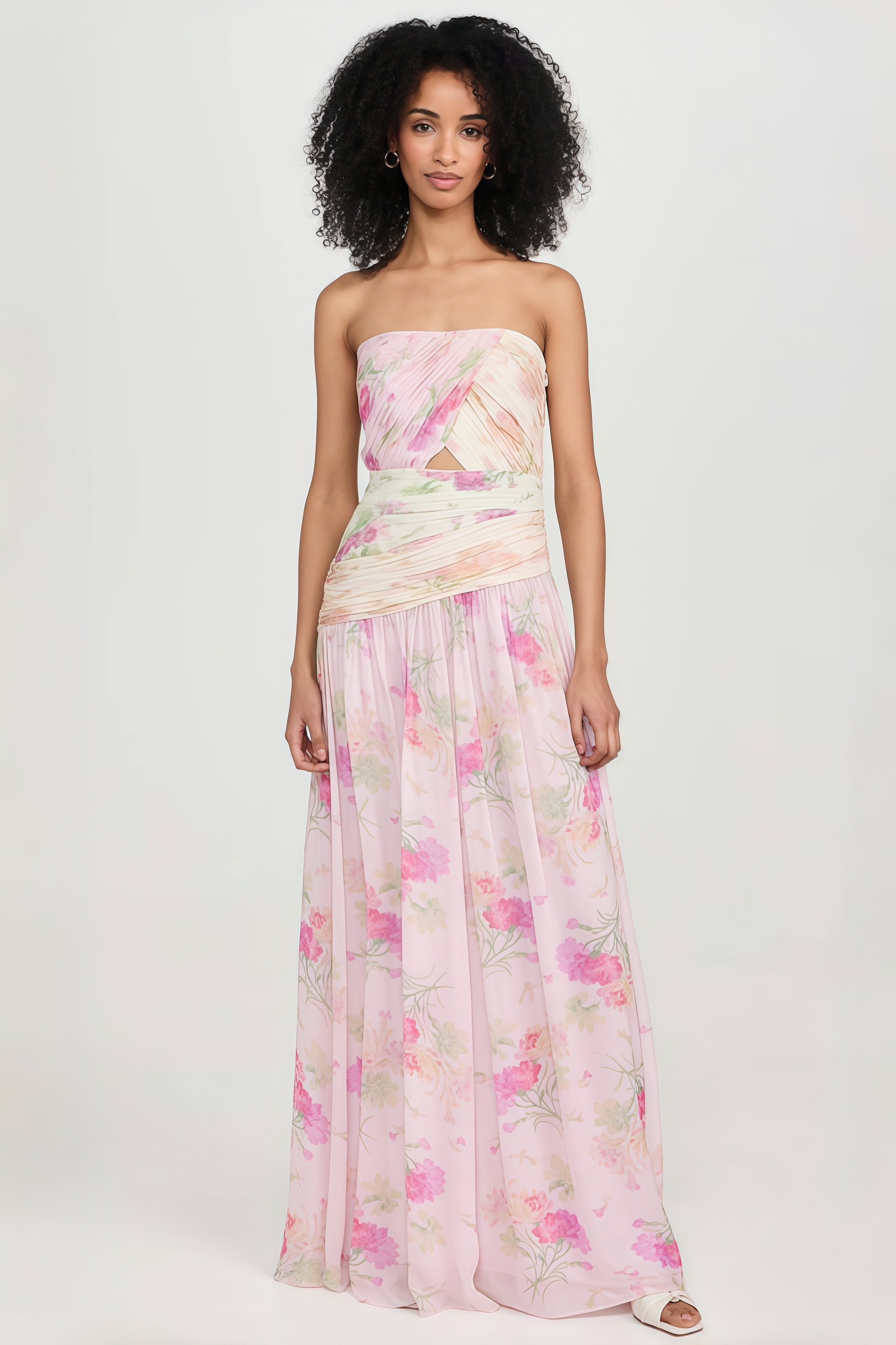 Ysold Pink Sleeveless Floral Maxi Dress