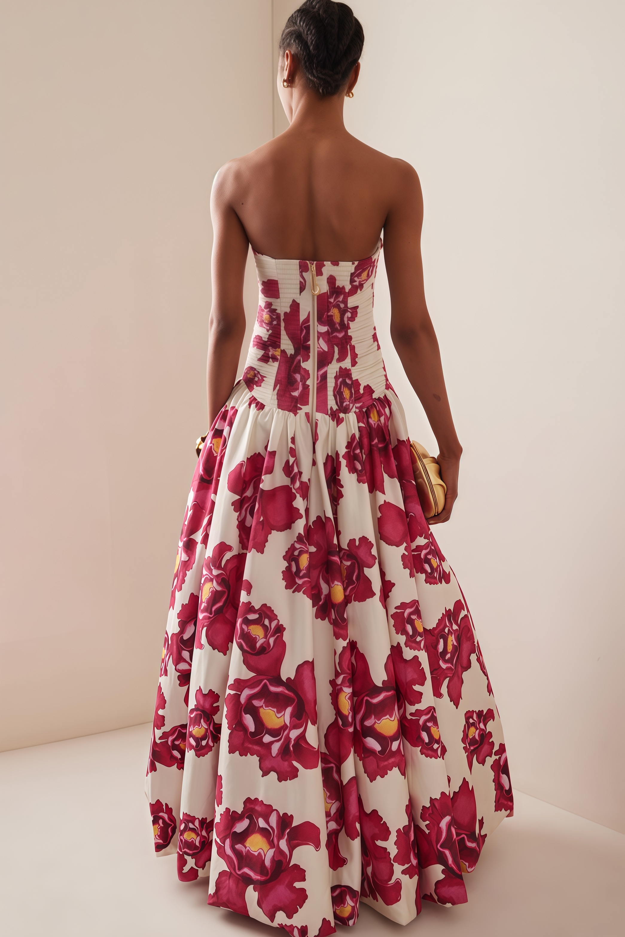 Imani Ruched Floral Cotton Maxi Dress