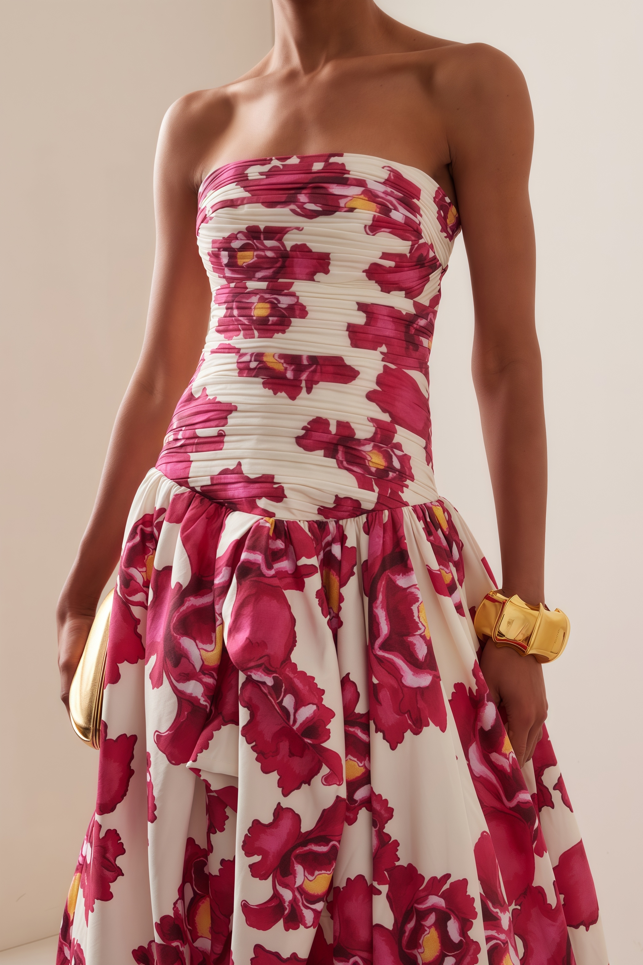 Imani Ruched Floral Cotton Maxi Dress
