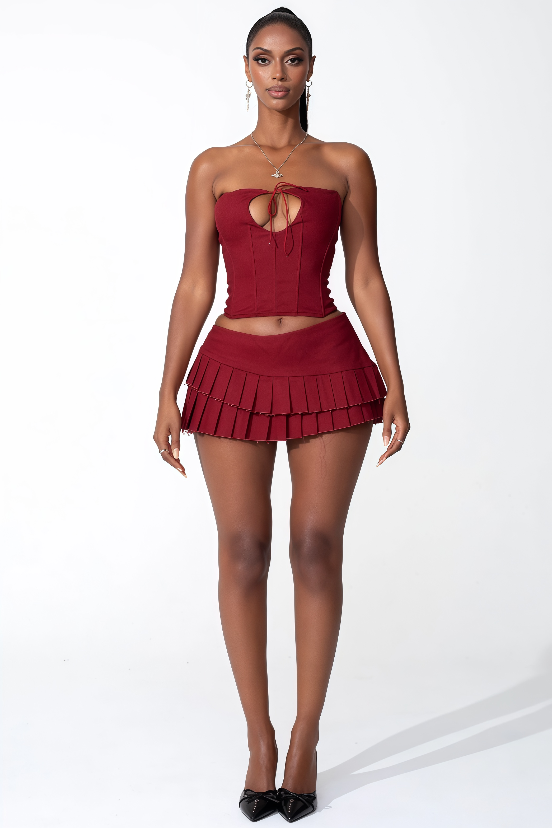 Blythe Sheath Top Pleated Mini Dress Set