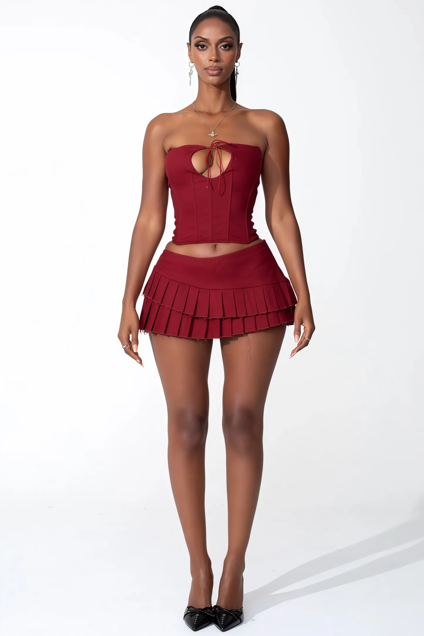 Blythe Sheath Top Pleated Mini Dress Set