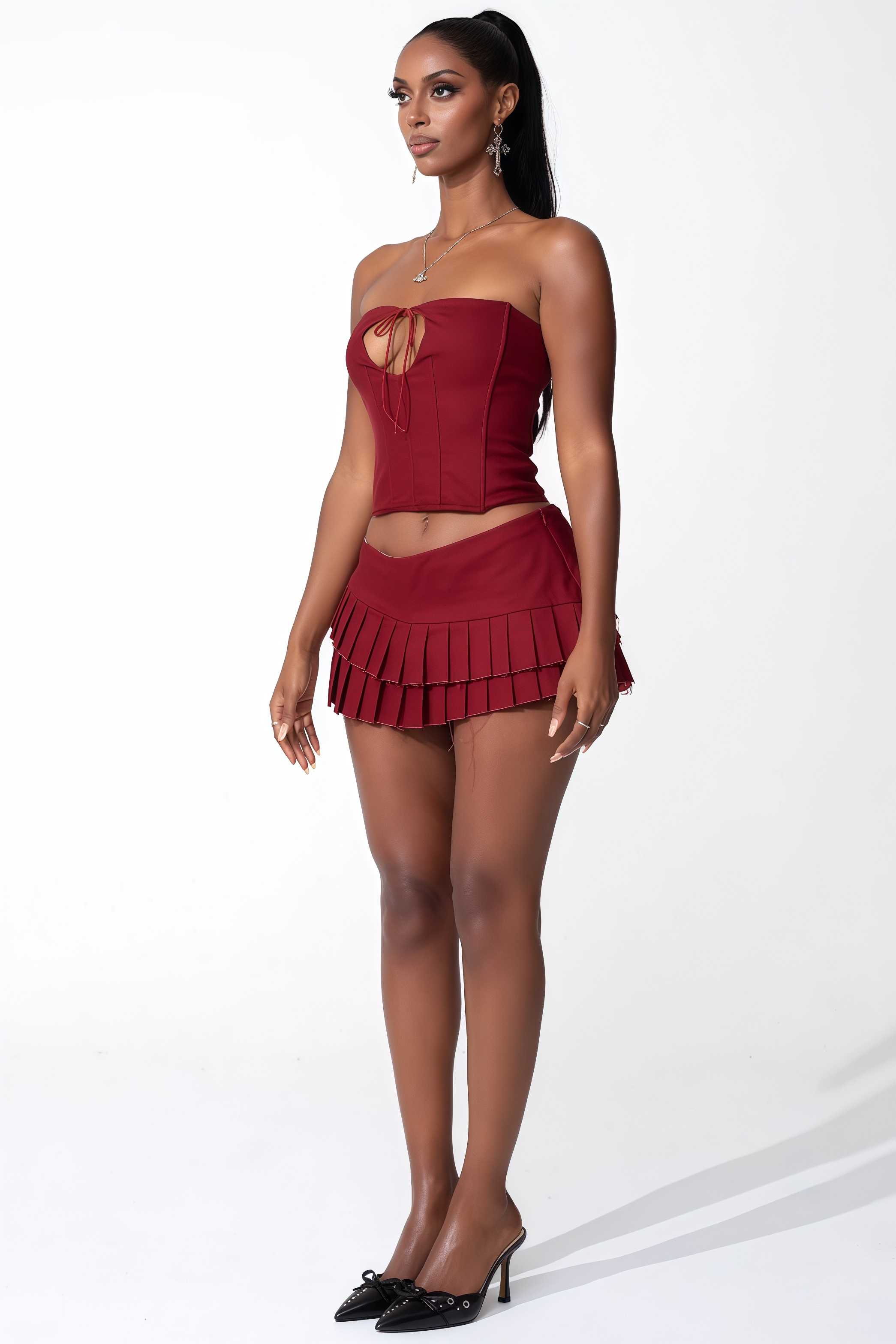 Blythe Sheath Top Pleated Mini Dress Set