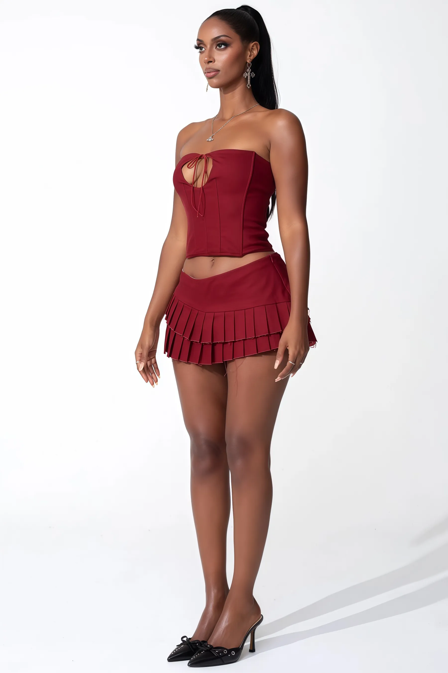 Blythe Sheath Top Pleated Mini Dress Set