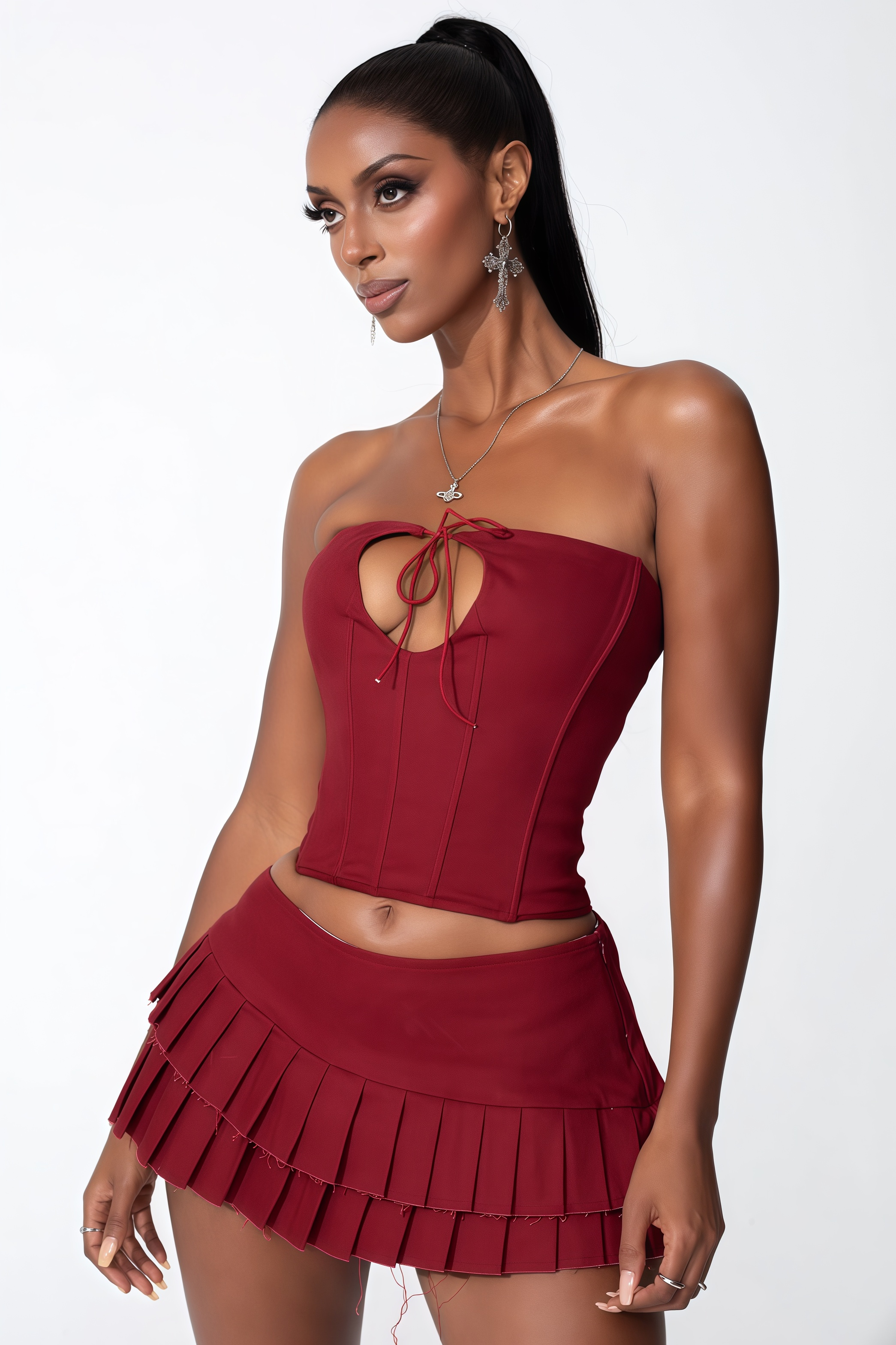 Blythe Sheath Top Pleated Mini Dress Set