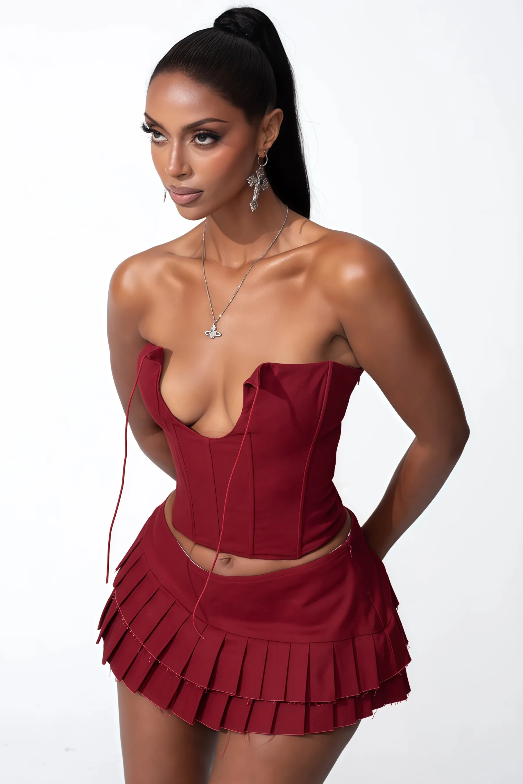 Blythe Sheath Top Pleated Mini Dress Set