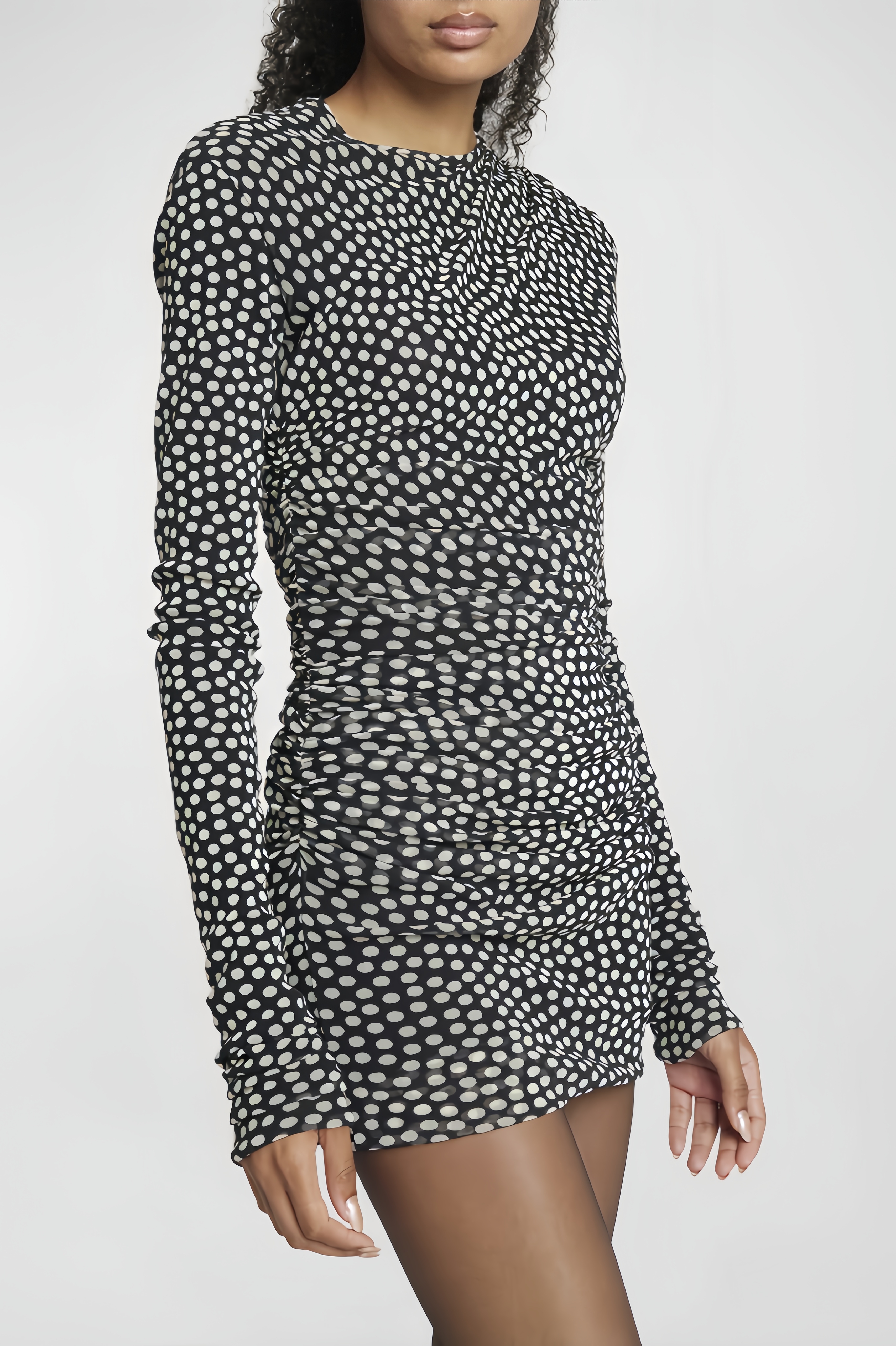 Jaca Polka Dot Hip Wrap Mini Dress