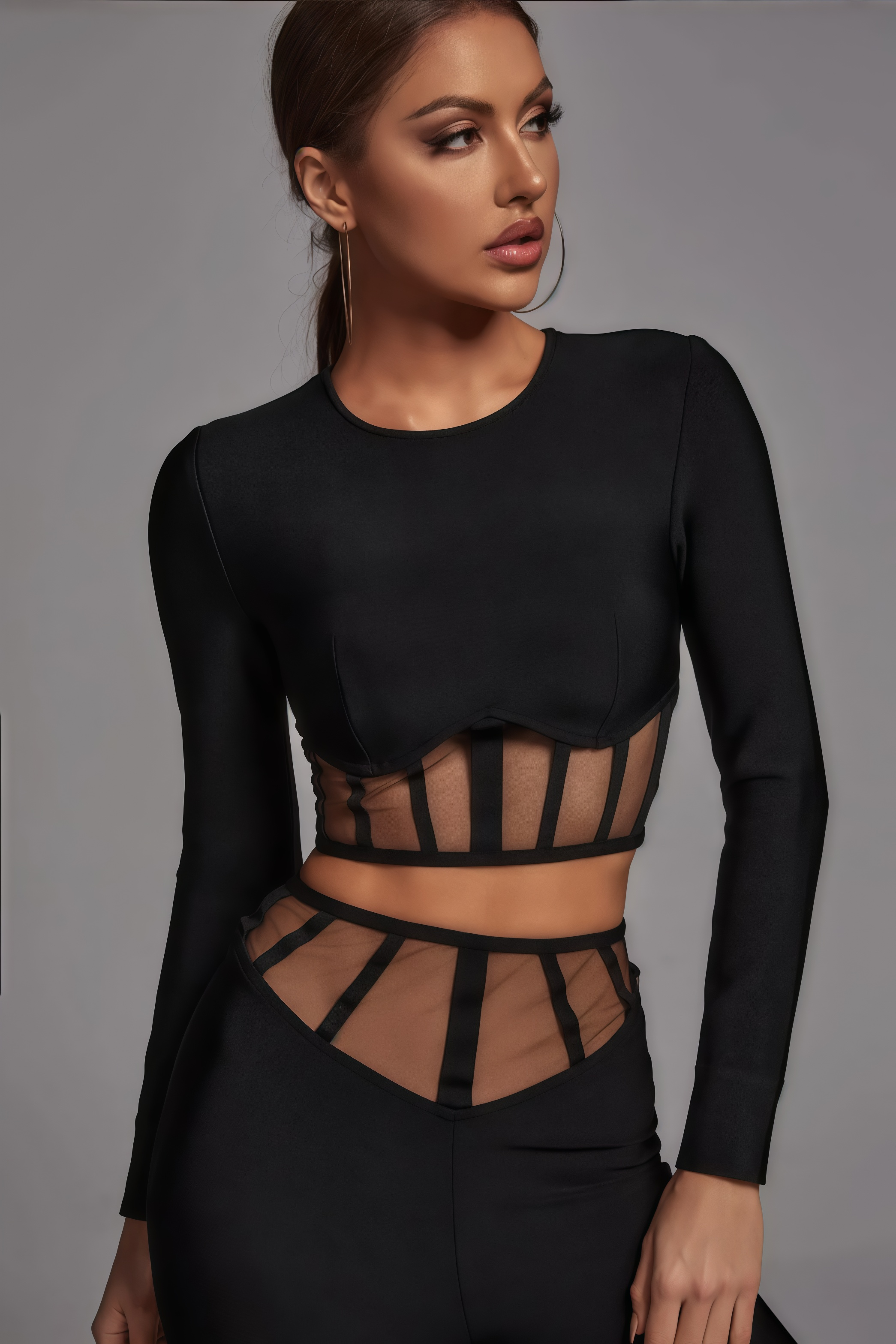 Ethan Mesh Cutout High Waisted Pants Set