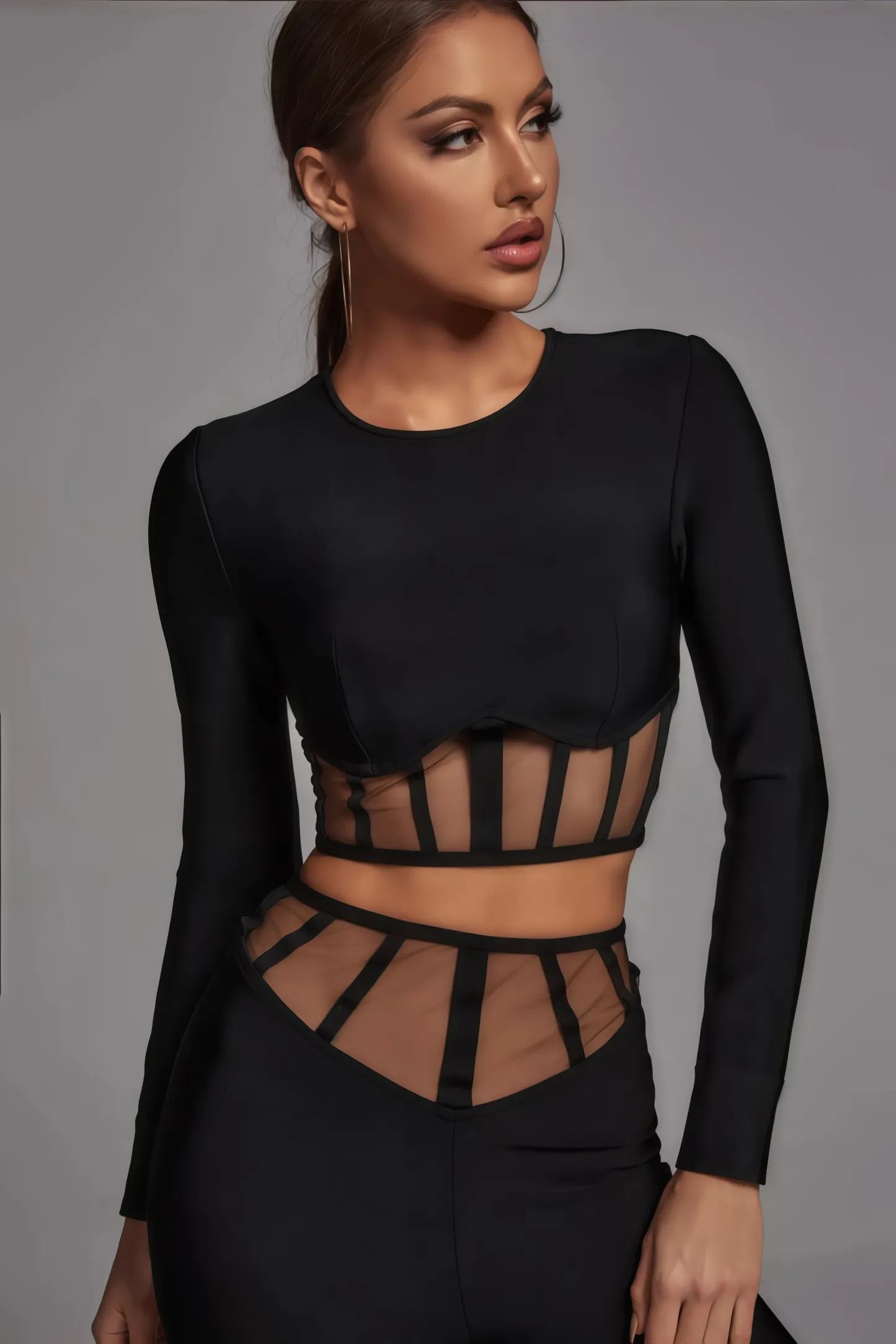 Ethan Mesh Cutout High Waisted Pants Set