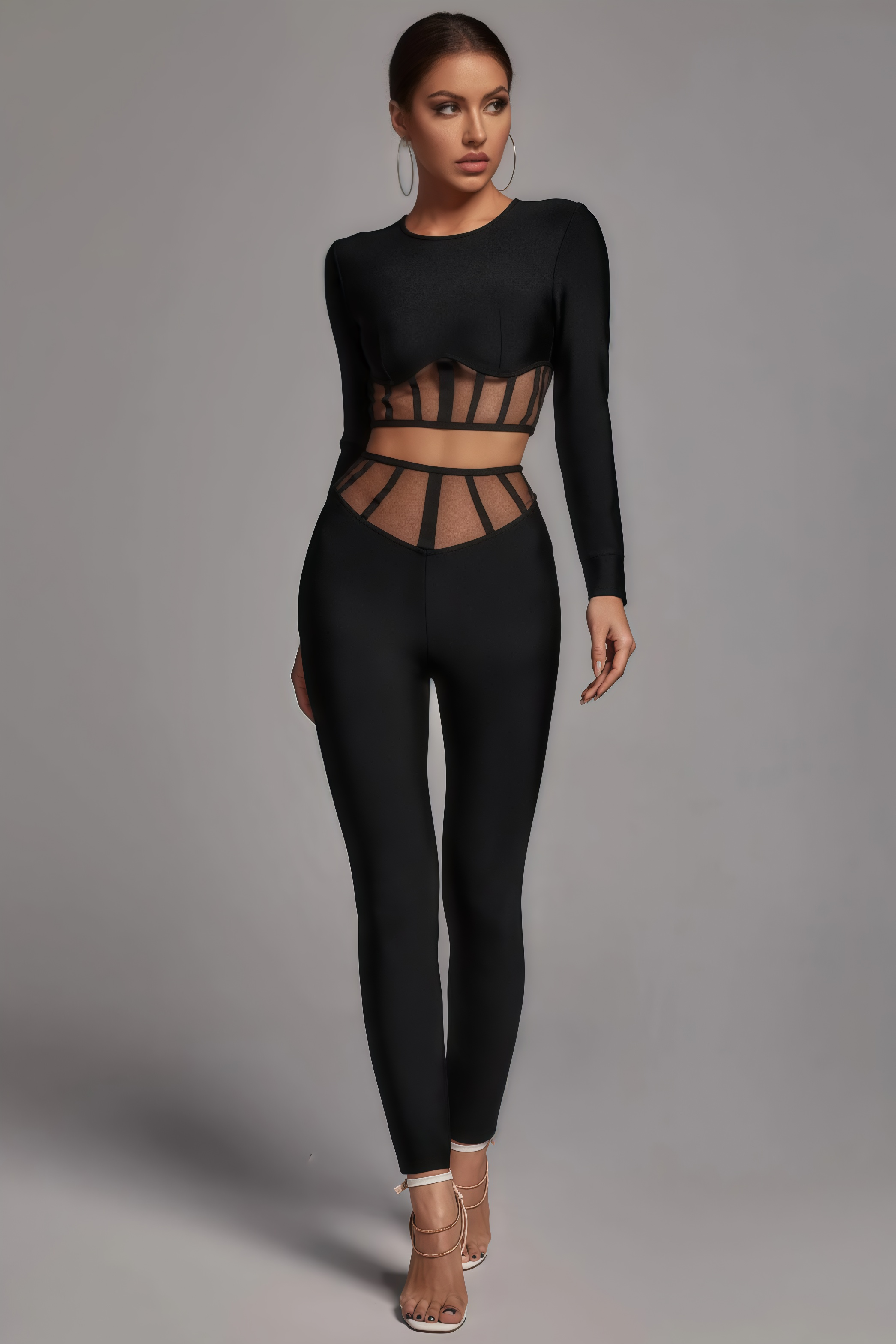 Ethan Mesh Cutout High Waisted Pants Set