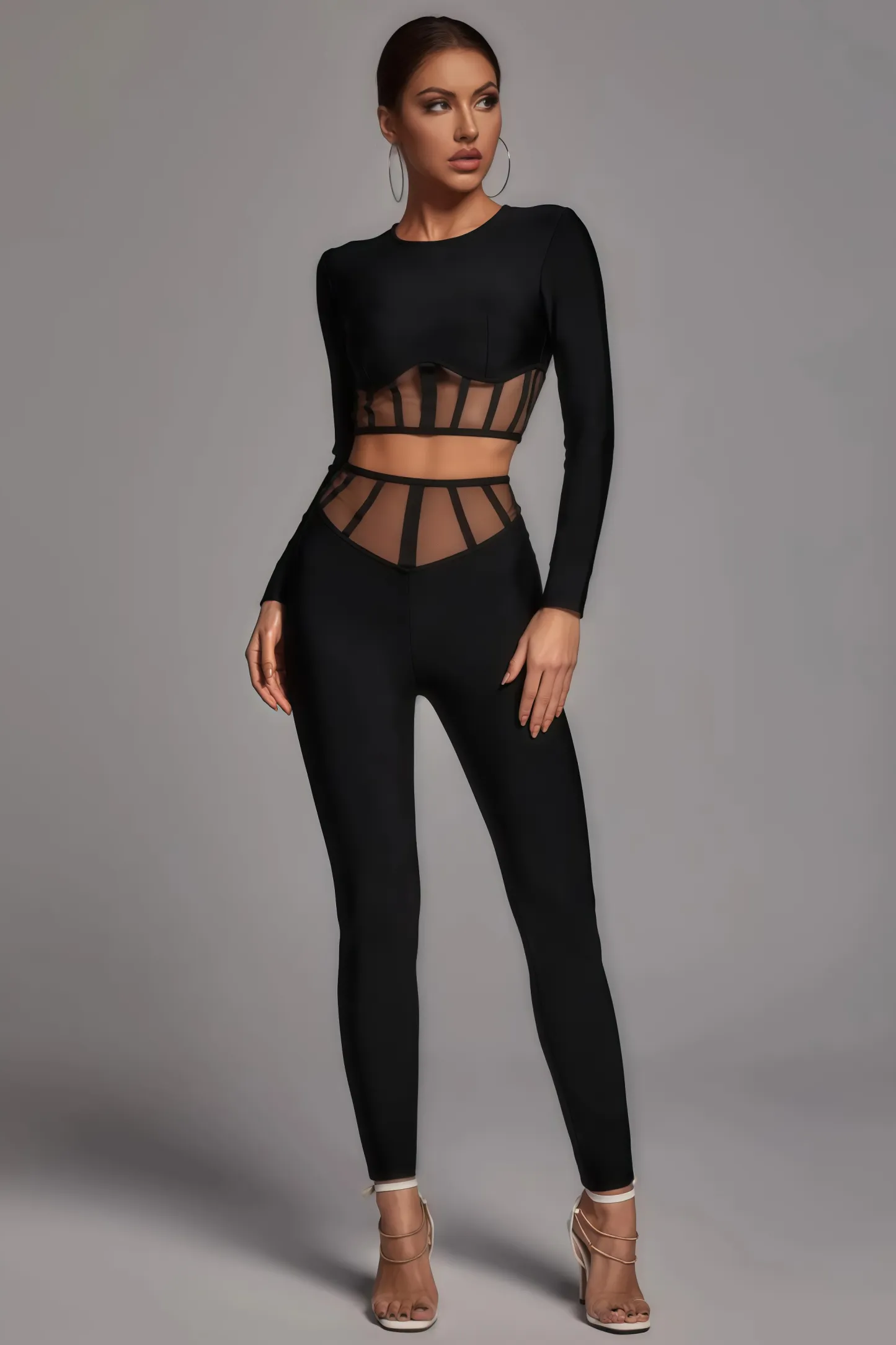 Ethan Mesh Cutout High Waisted Pants Set