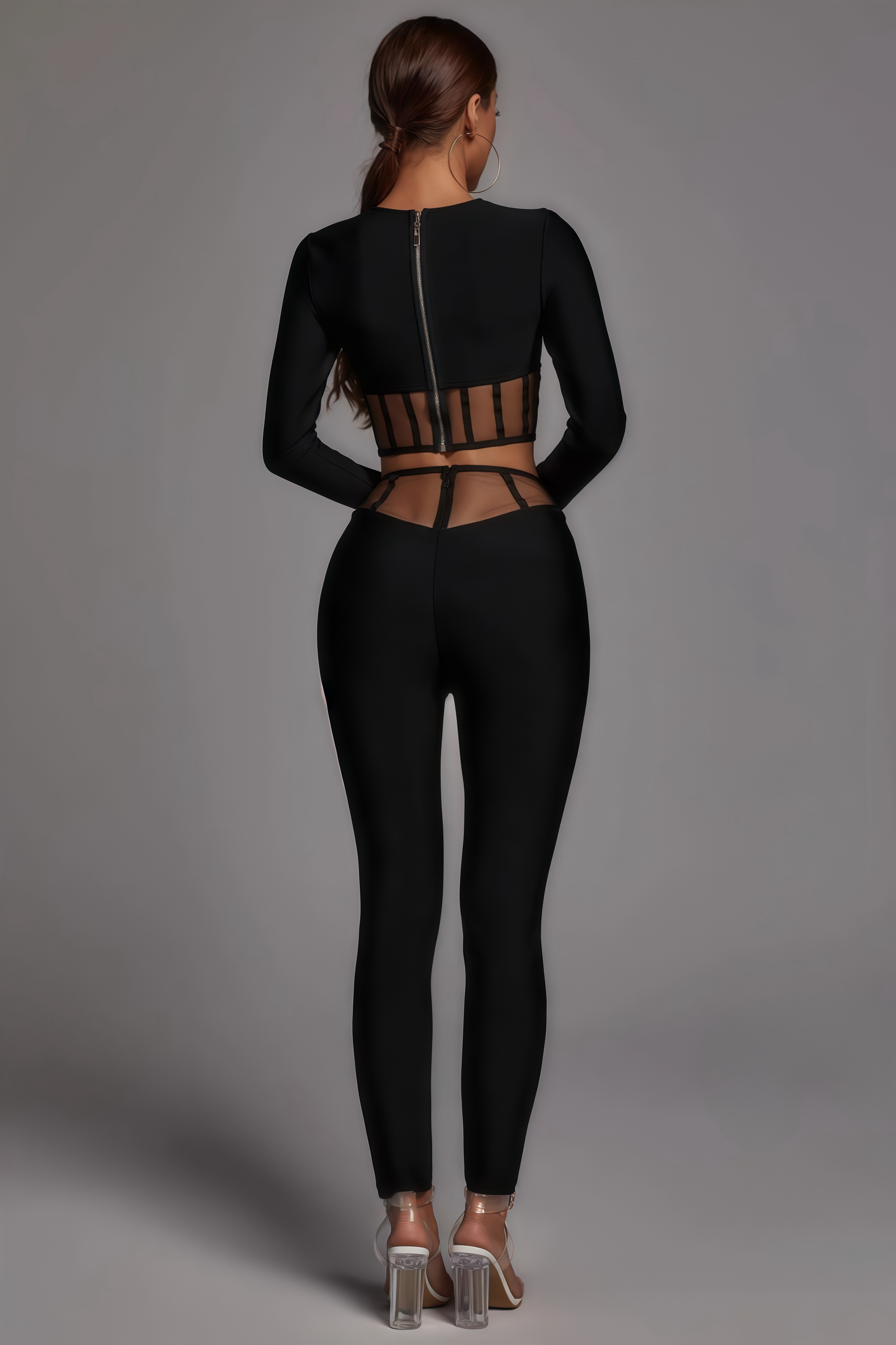 Ethan Mesh Cutout High Waisted Pants Set