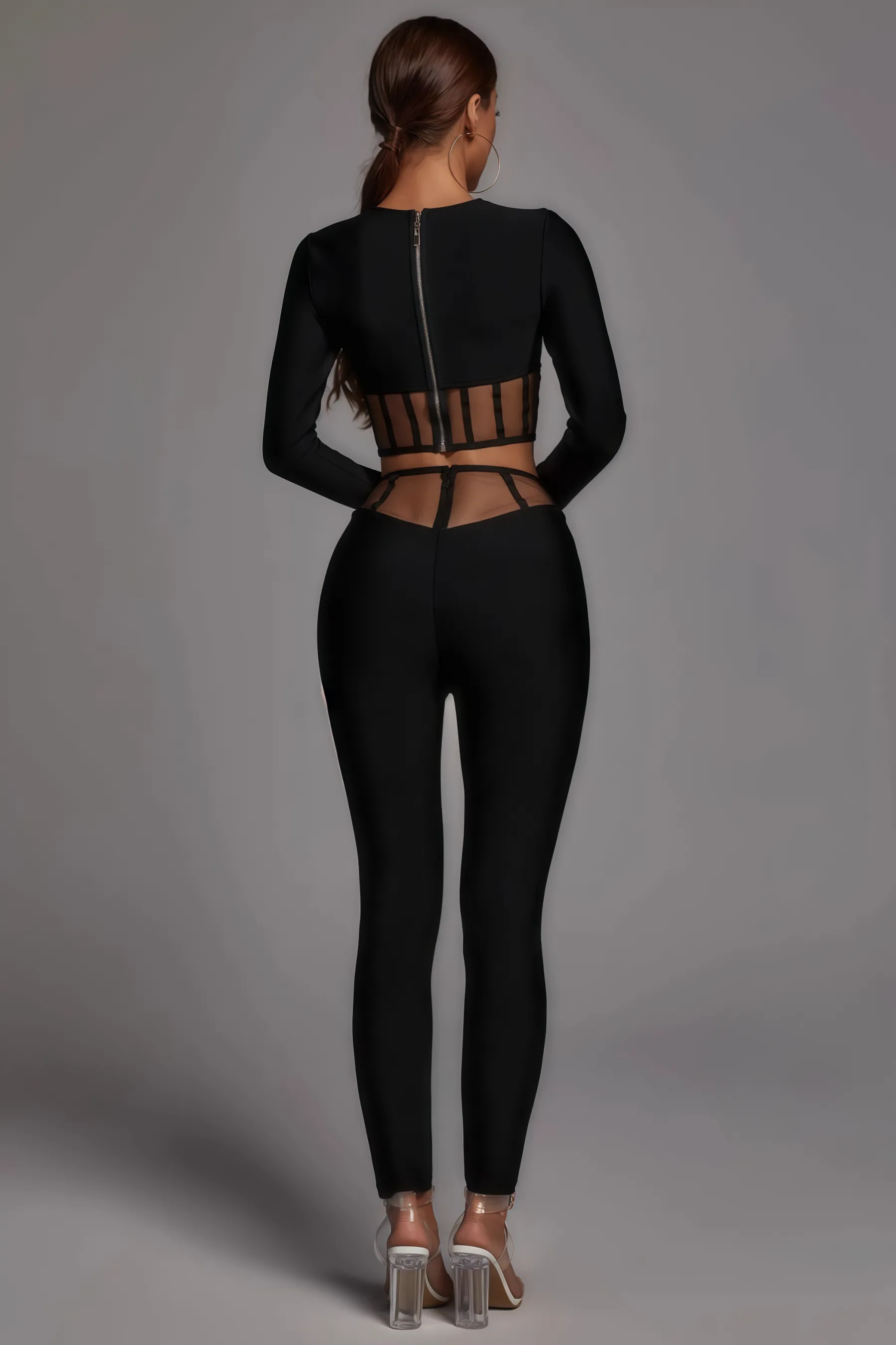 Ethan Mesh Cutout High Waisted Pants Set