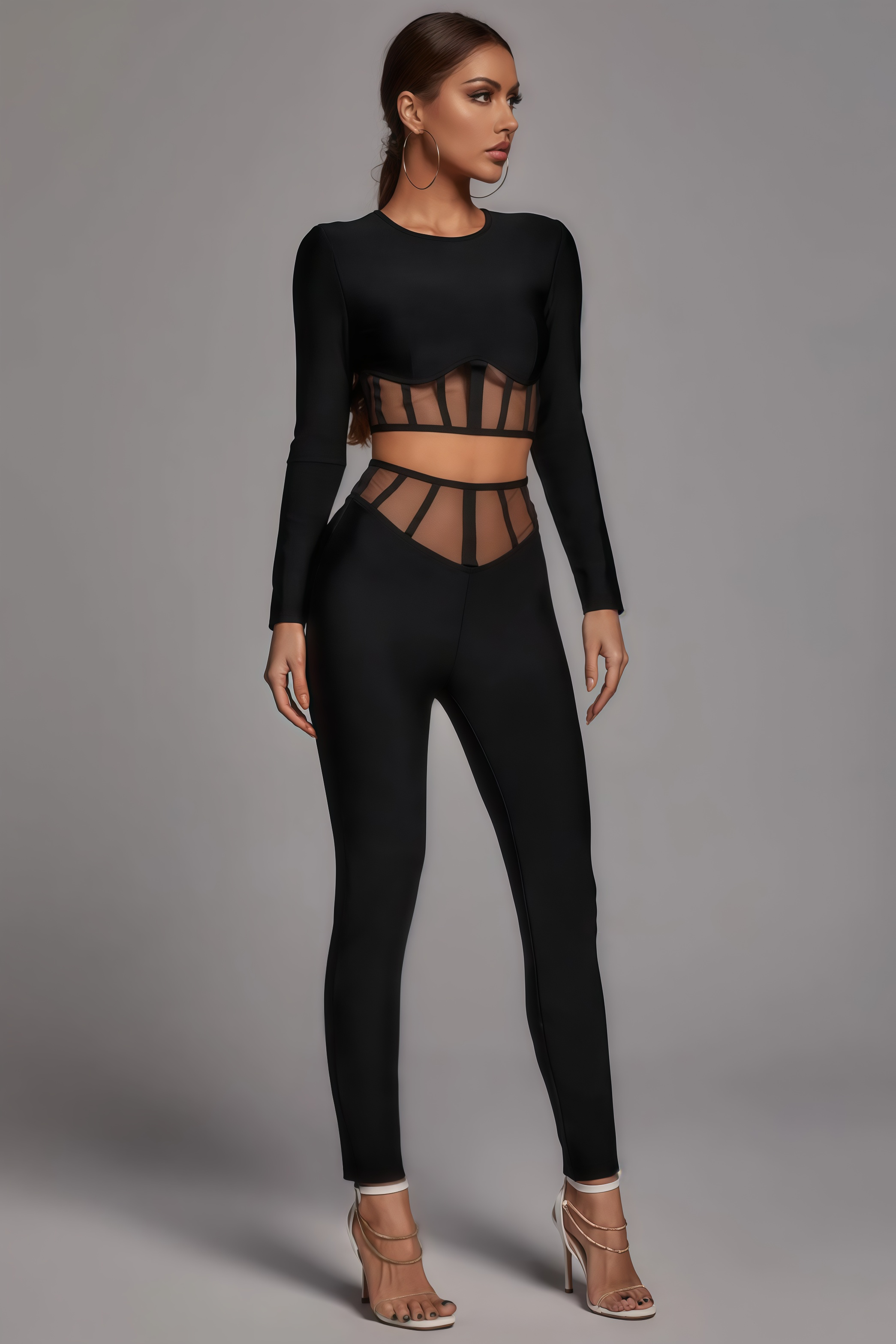 Ethan Mesh Cutout High Waisted Pants Set