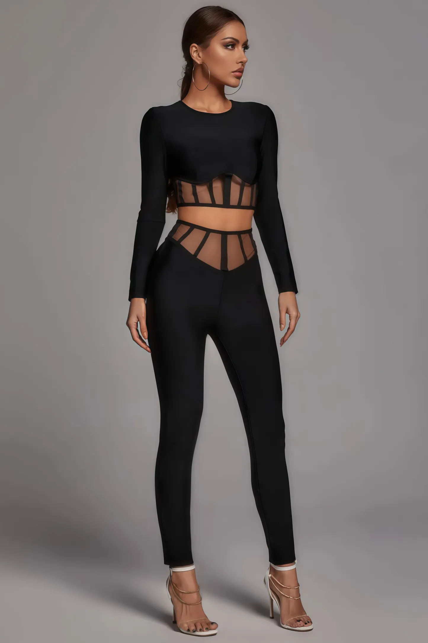 Ethan Mesh Cutout High Waisted Pants Set