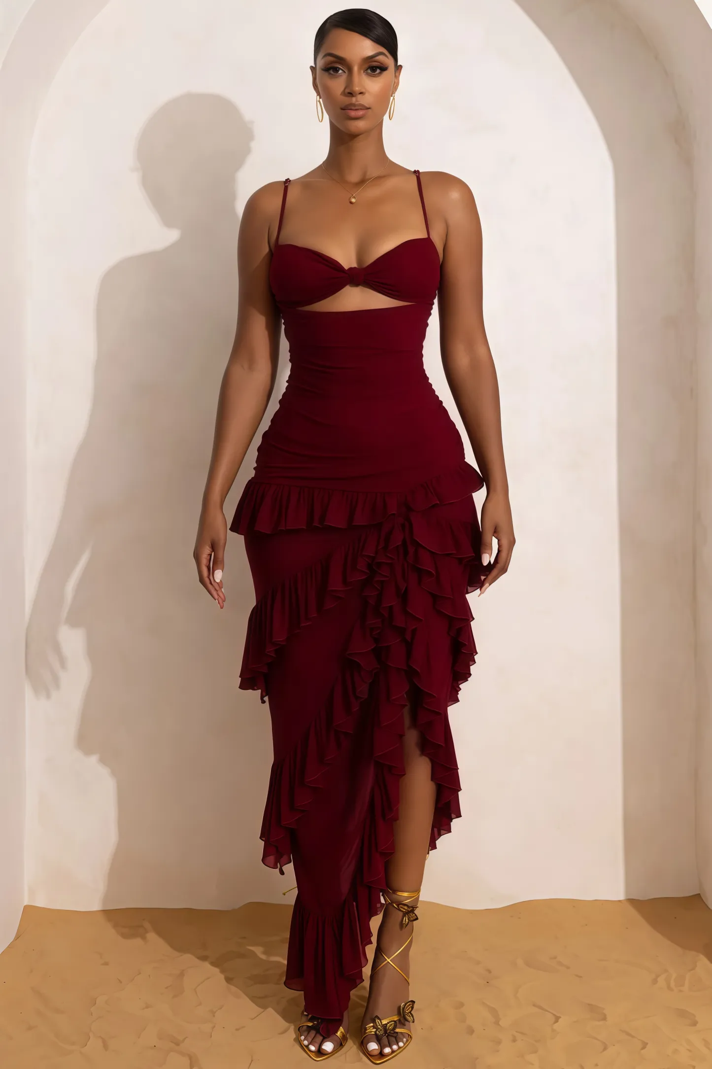 Imara Cutout Side Split Backless Maxi Dress