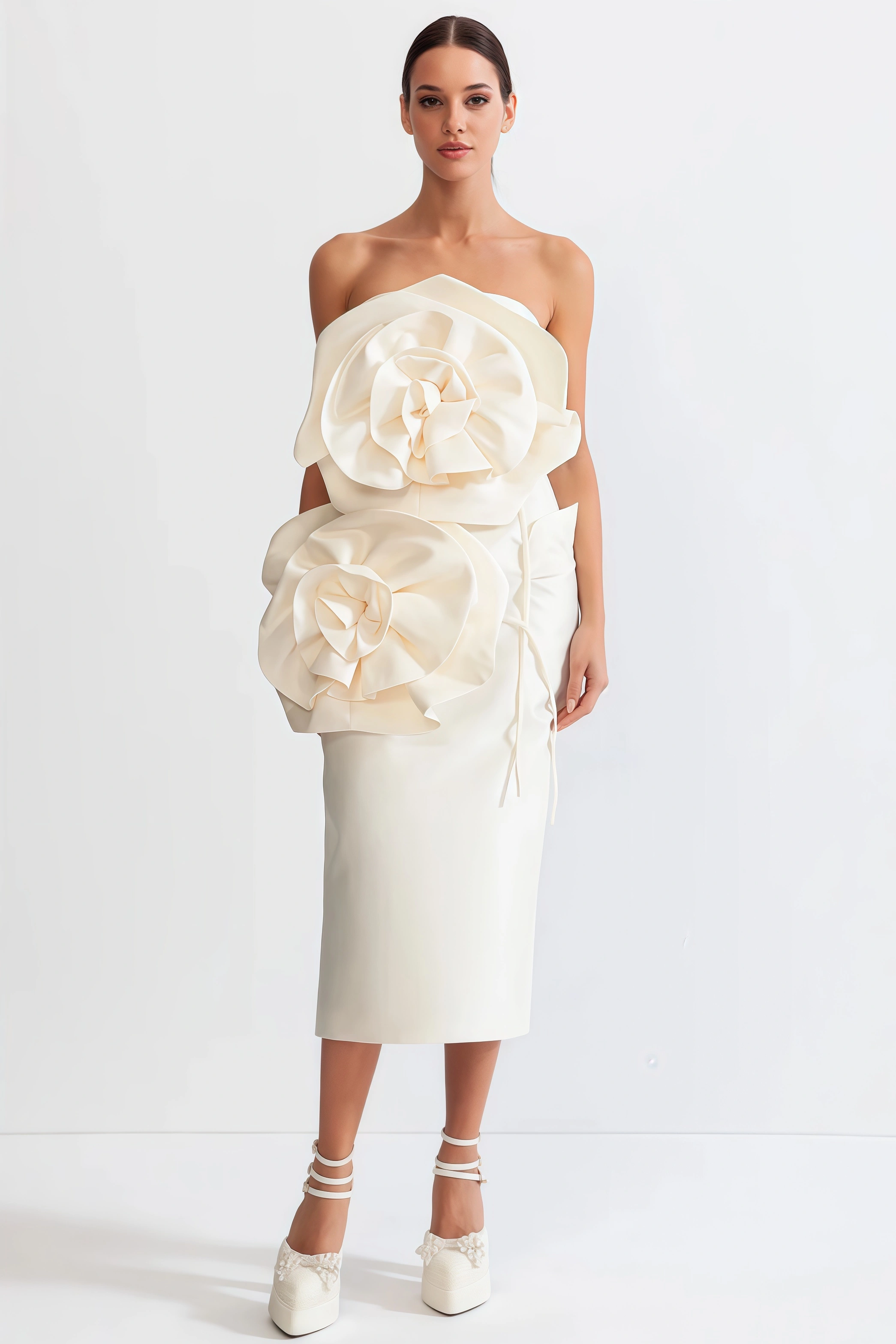 Roie 3D Flower Design Midi Dress