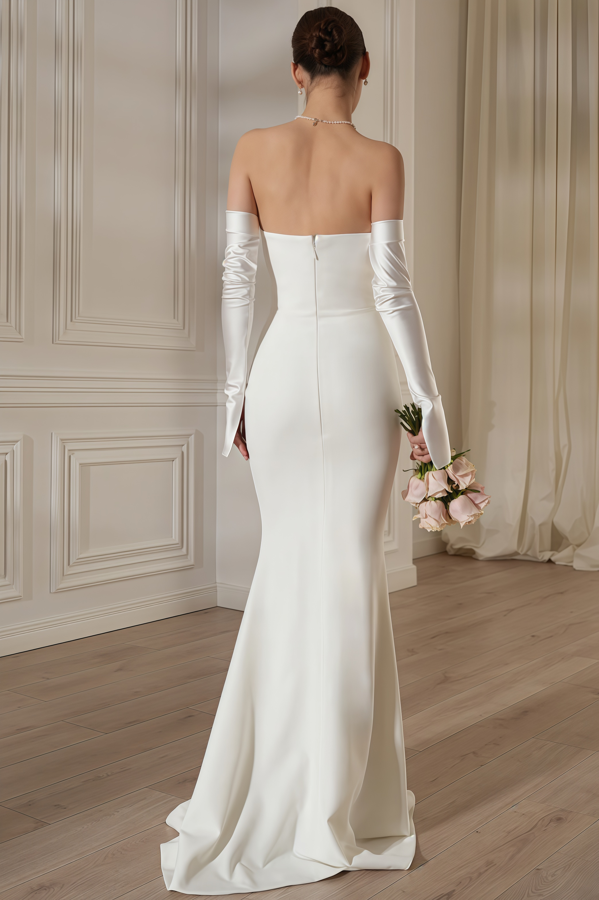 Scot White One Shoulder Long Sleeve Maxi Dress