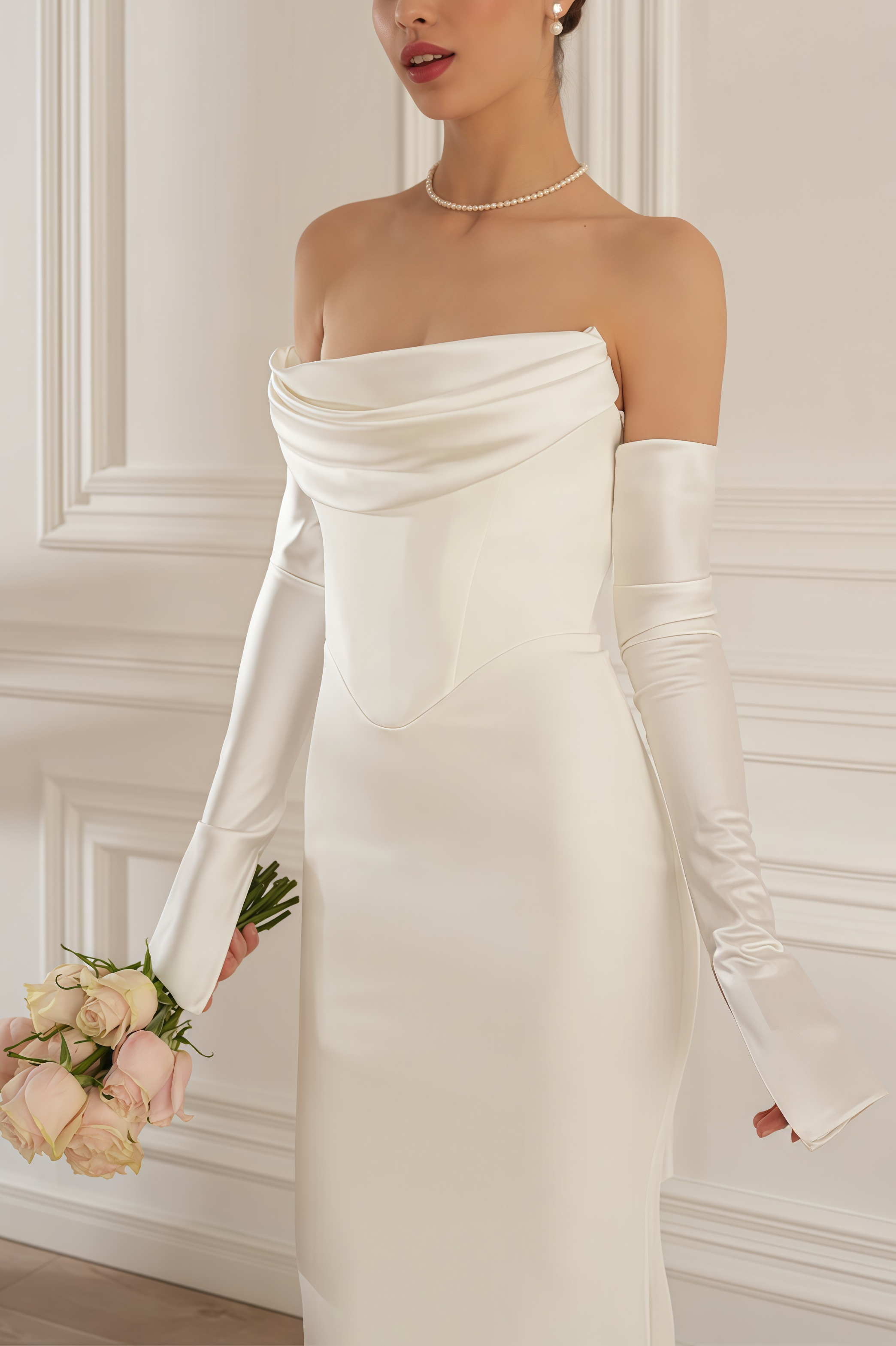 Scot White One Shoulder Long Sleeve Maxi Dress