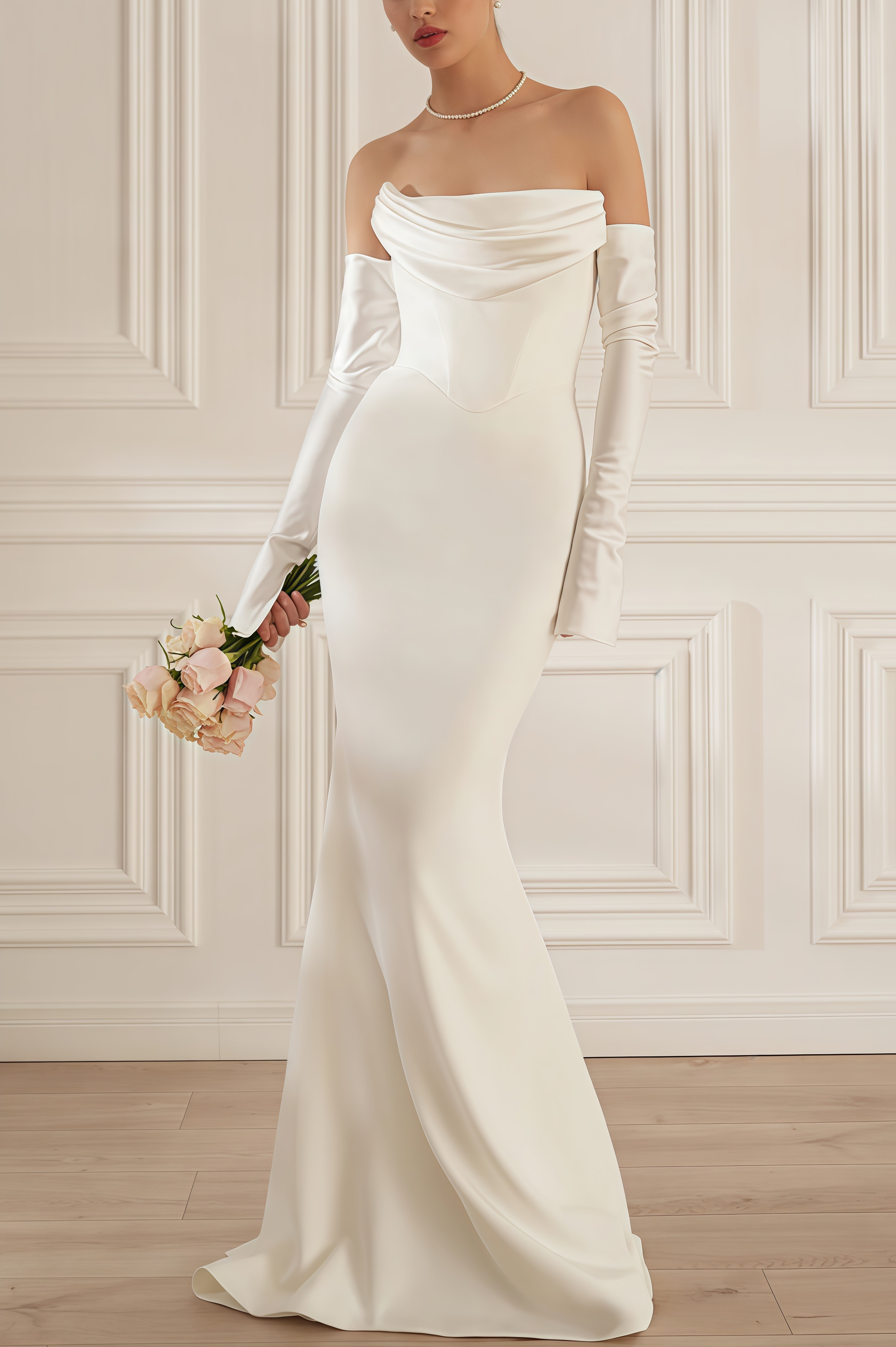 Scot White One Shoulder Long Sleeve Maxi Dress