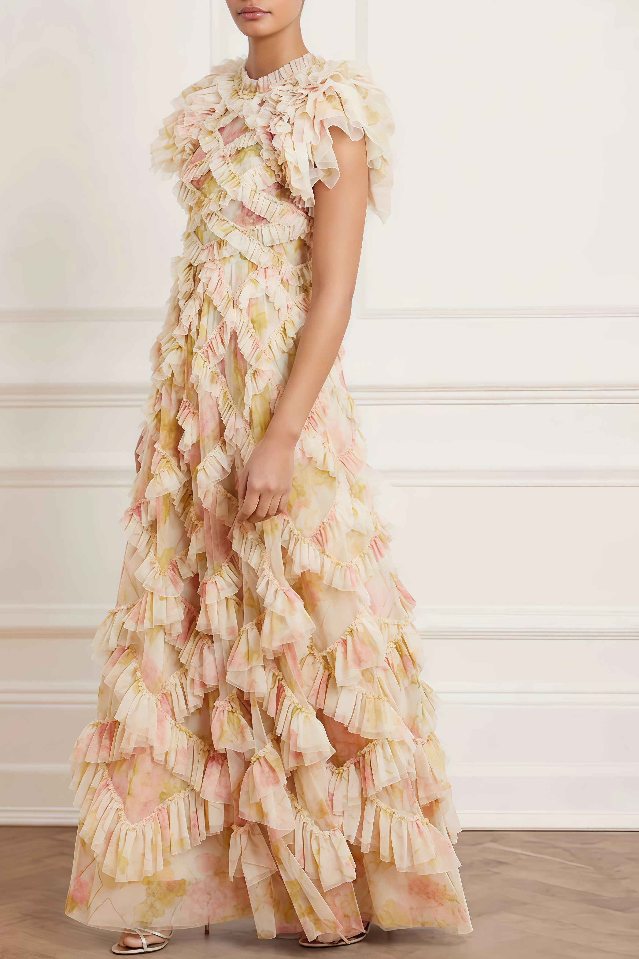 Alden Embroidered Printed Sleeveless Maxi Dress