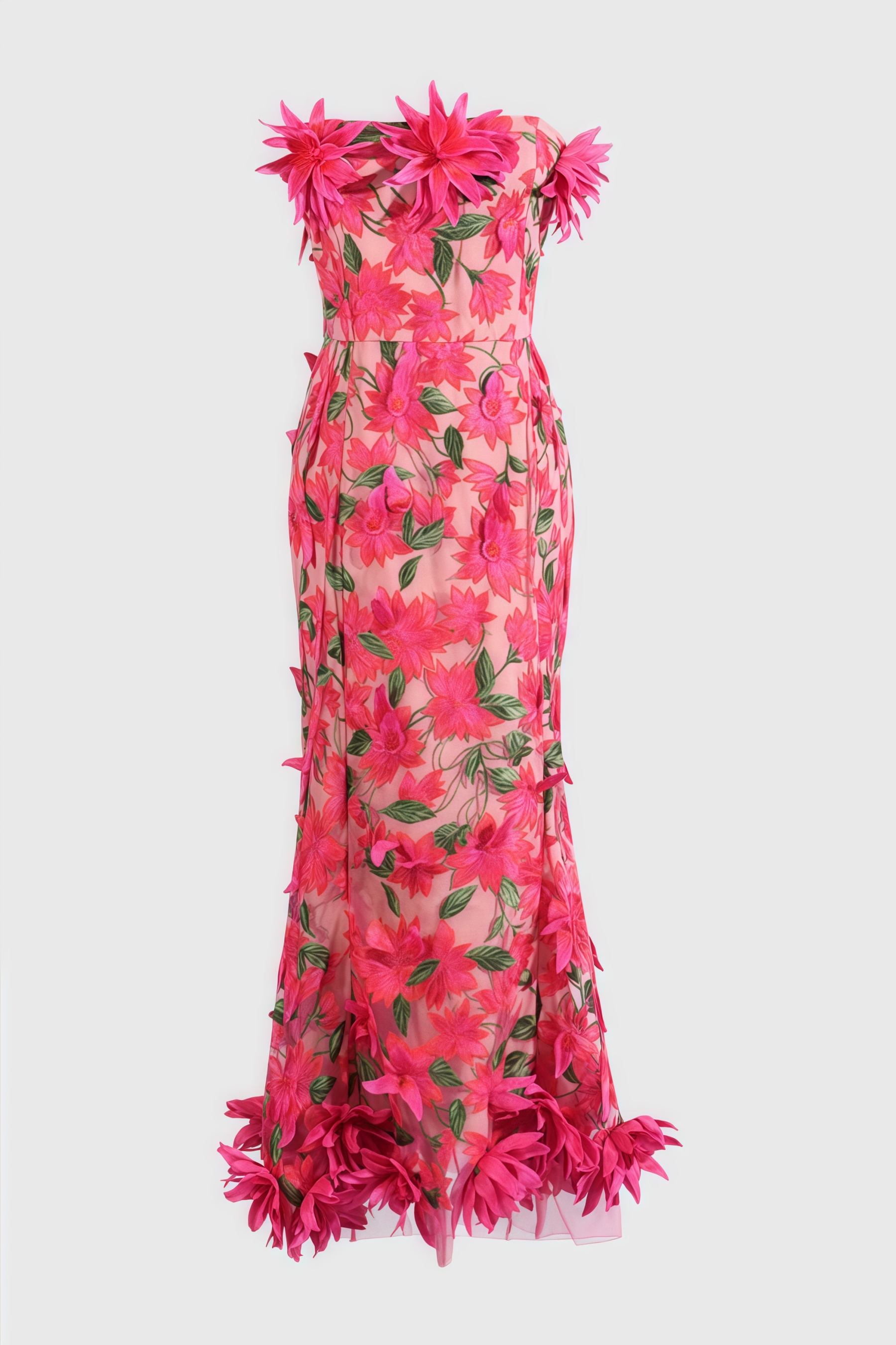 Adame 3D Floral Mesh Midi Dress