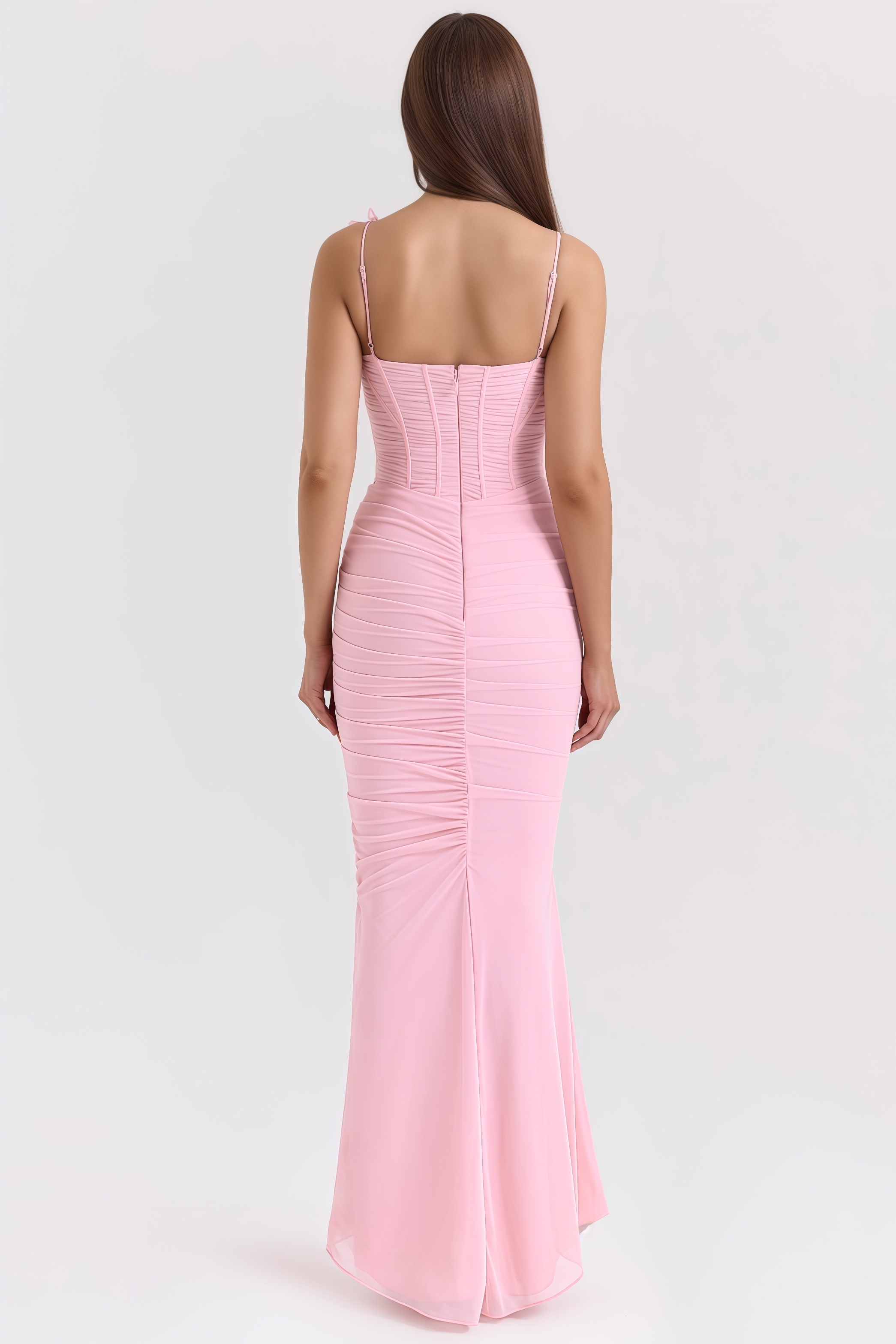 Ursin Pink Stretch Mesh Butterfly Maxi Dress