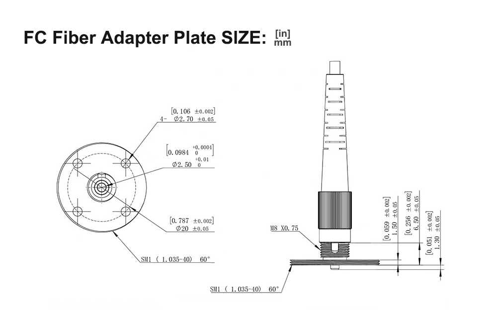 FC Fiber Adapter Plate with external SM1 (1.035"-40) threads