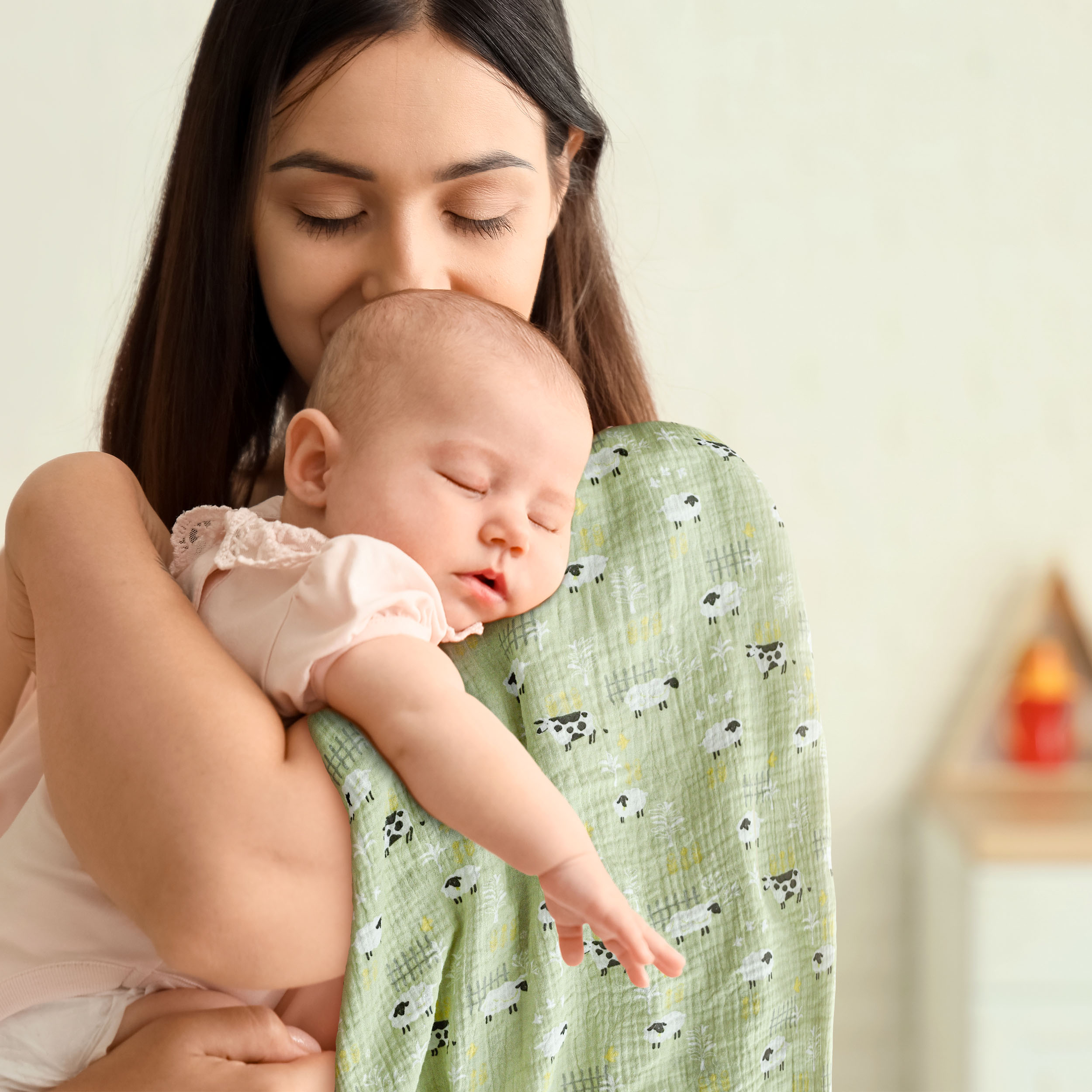 Muslin Swaddle Blankets 3-Pack | 38"x40" | Grass Pastures