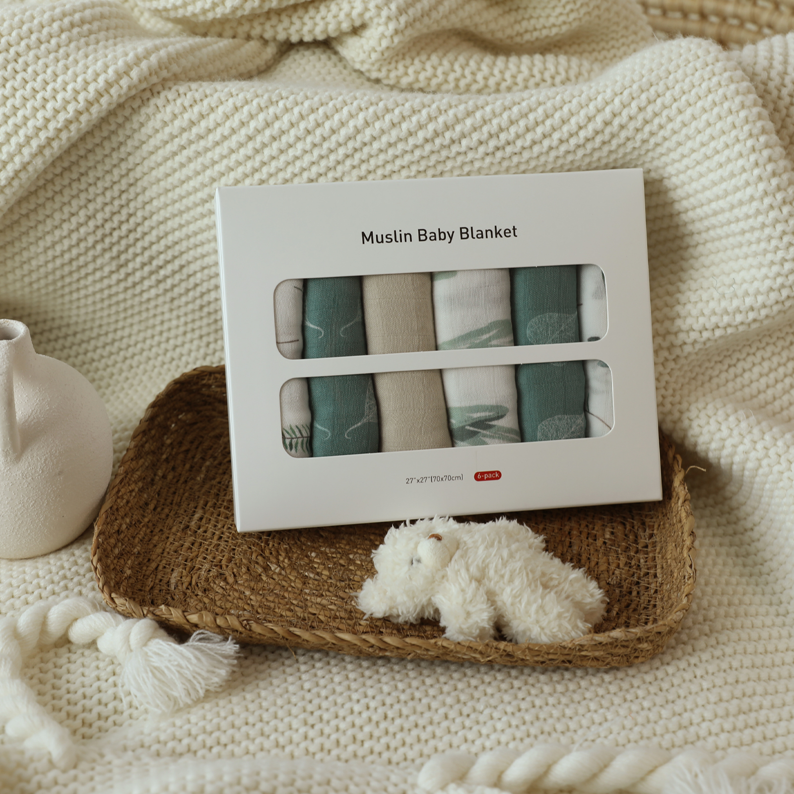 Muslin Swaddle Blankets 6-Pack, 27 X 27" - Sapling