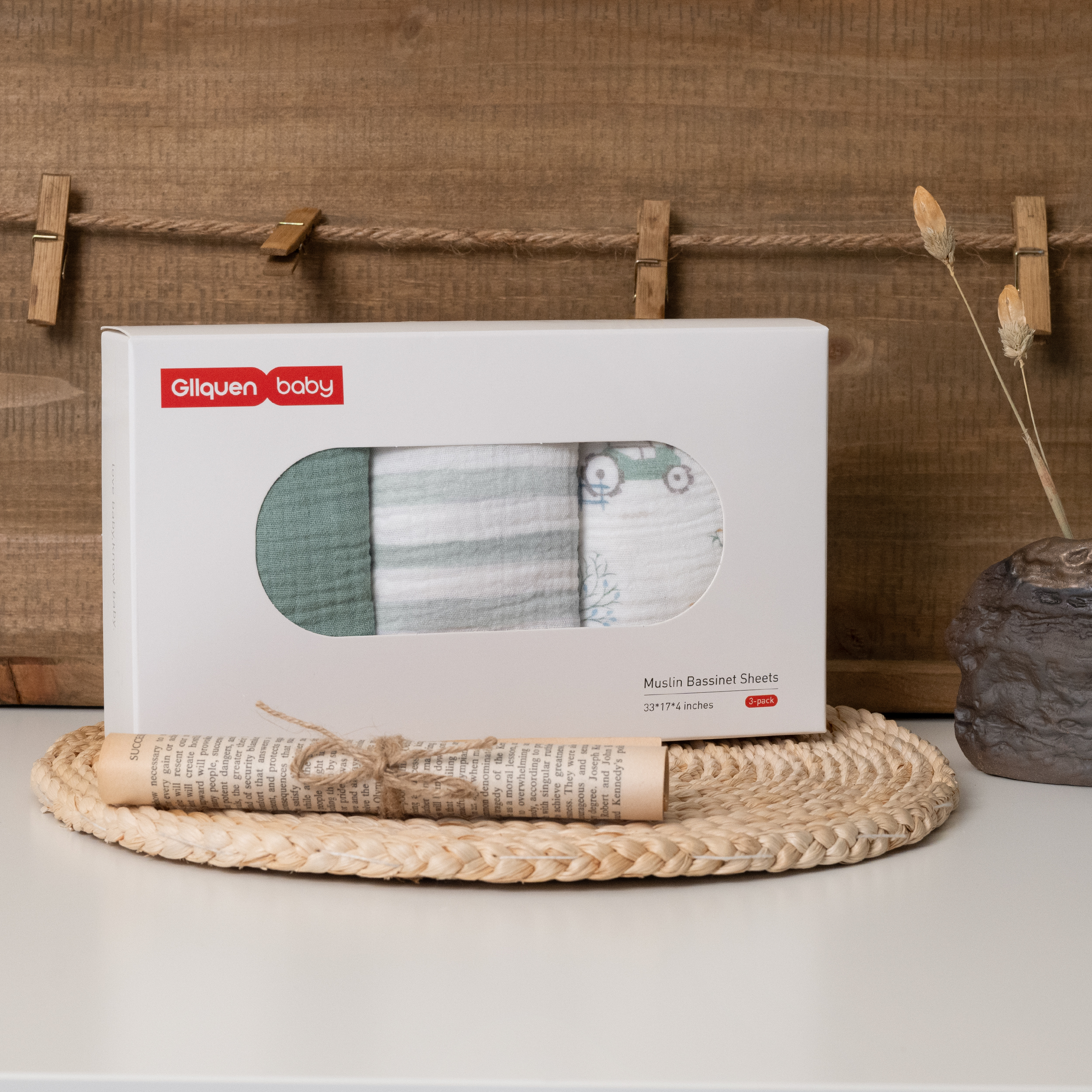 Farm life  | Muslin Bassinet Sheets 3-Pack | 33''*17''