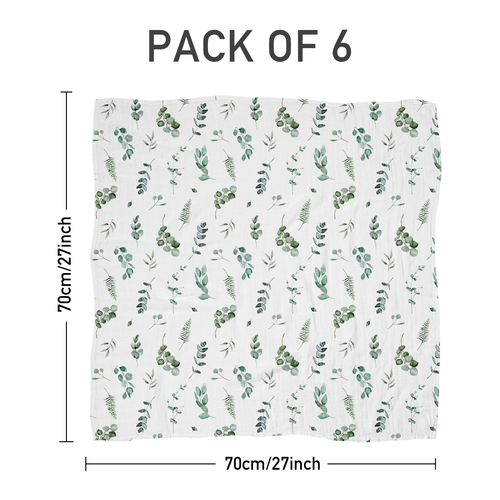 Muslin Swaddle Blankets 6-Pack, 27 X 27" - Sapling