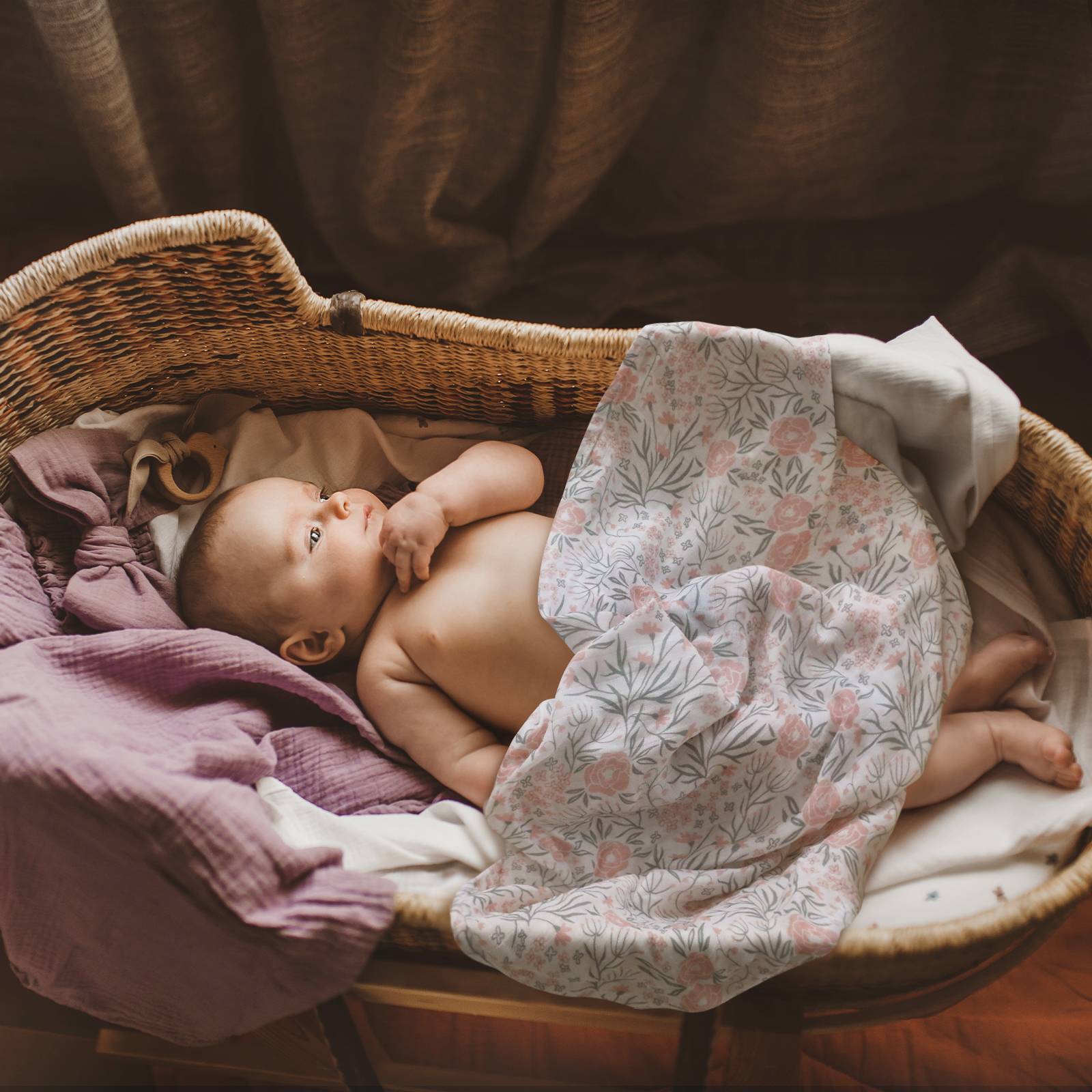 Muslin Swaddle Blankets 6-Pack, 27 X 27" - Rugosa Rose