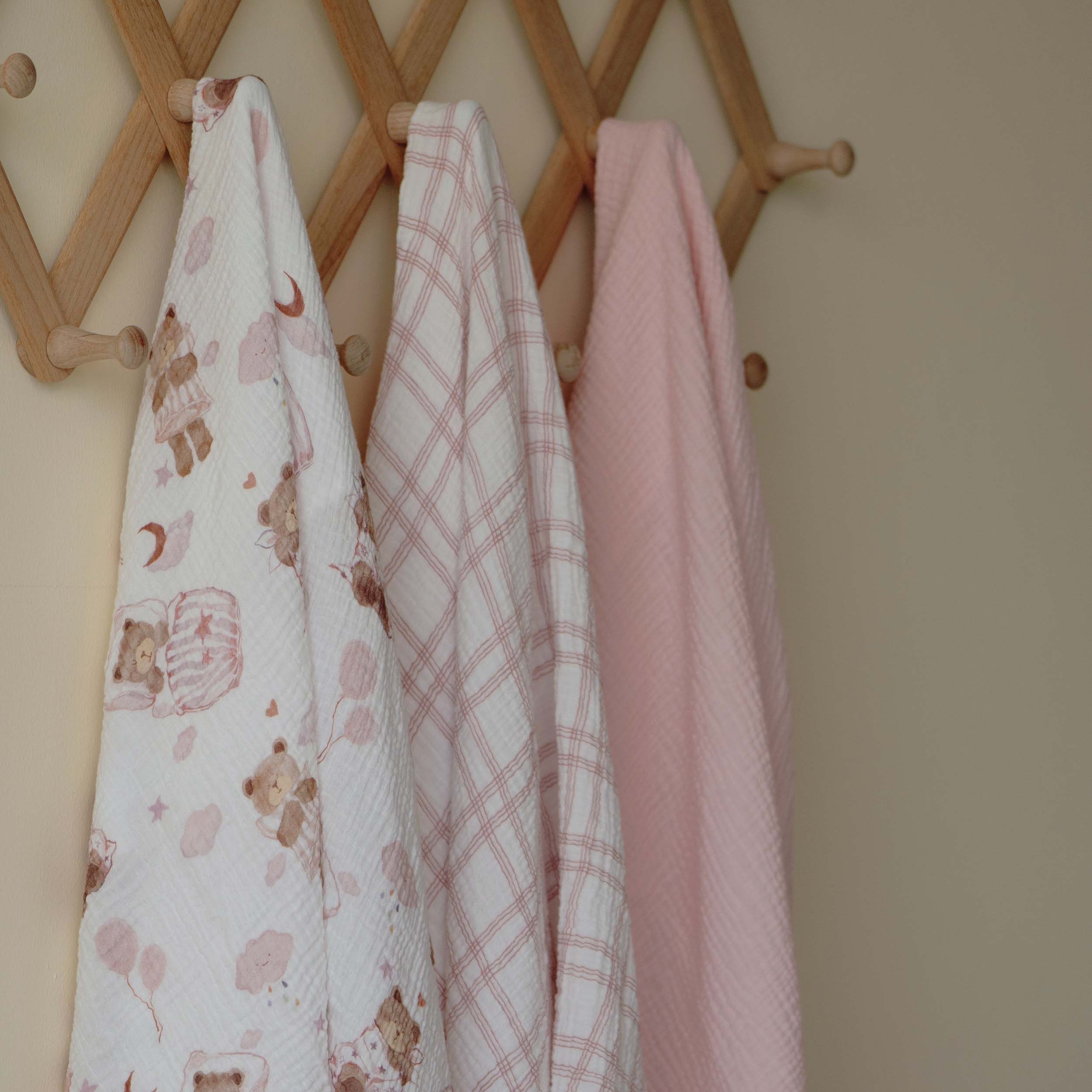 Muslin Swaddle Blankets 3-Pack | 38"x40" | Goodnight, Little Bear